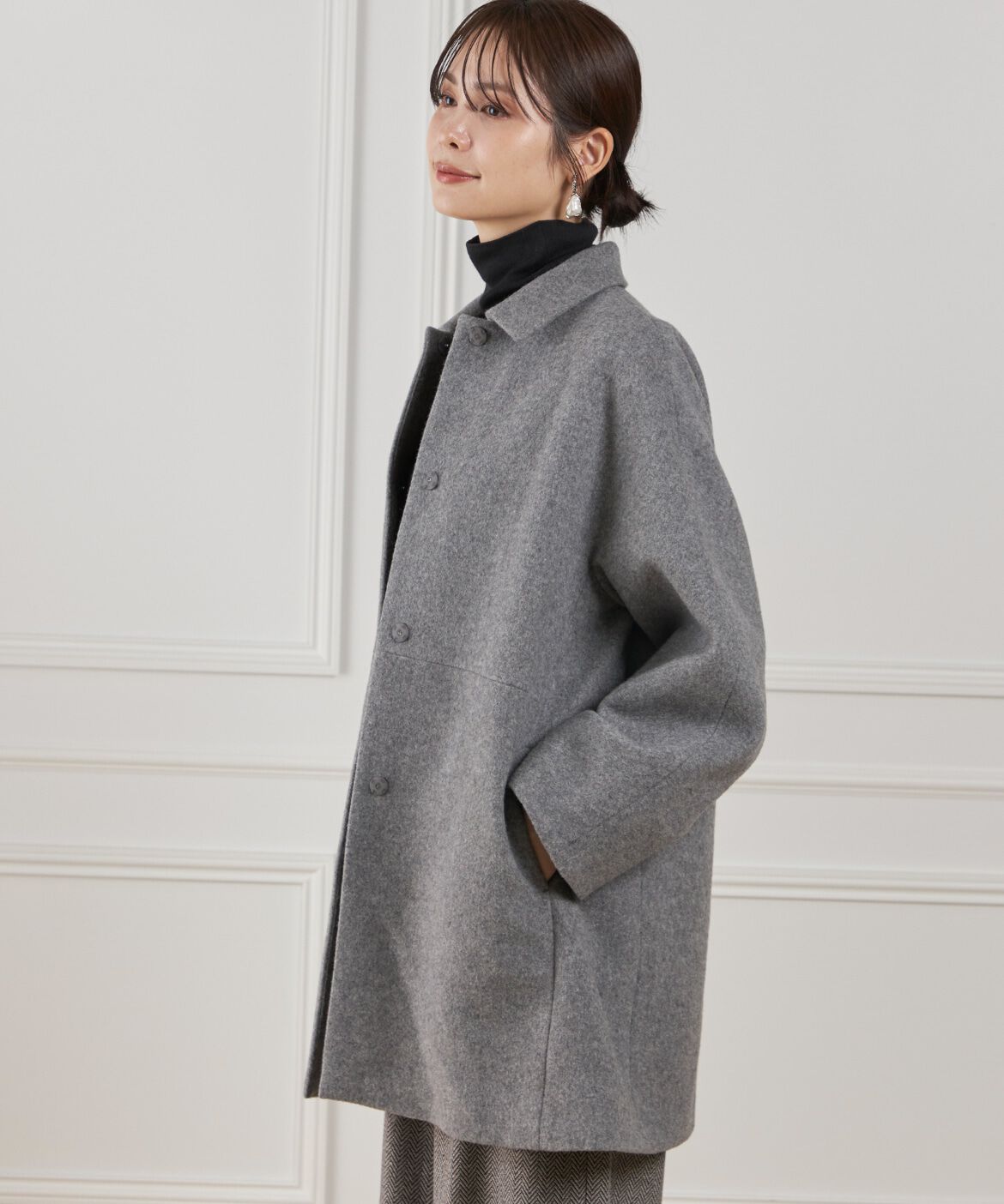 7-IDconcept.「ステンカラーコート」|ステンカラーコート|グレー1