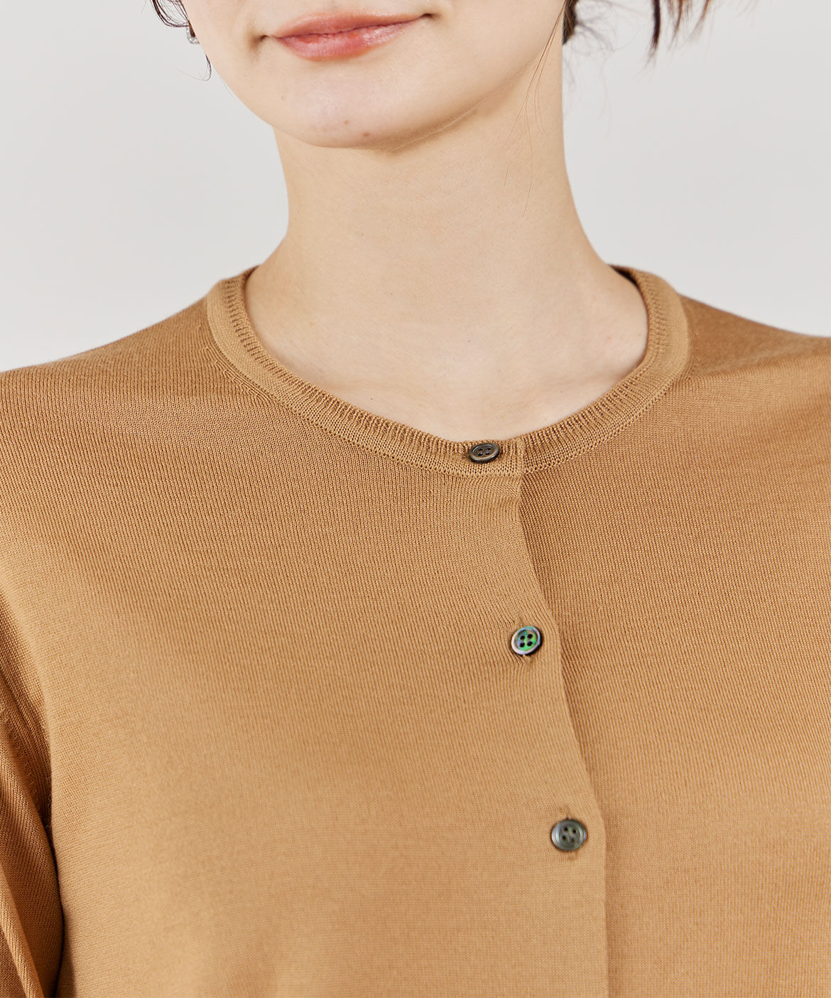 INED「FF30ゲージ クルーネックカーディガン」|カーディガン|