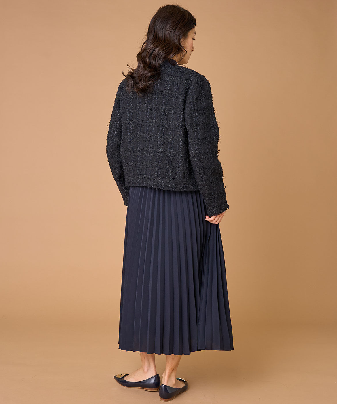 INED「ノーカラーツイードジャケット《LINTON》」|ノーカラージャケット|