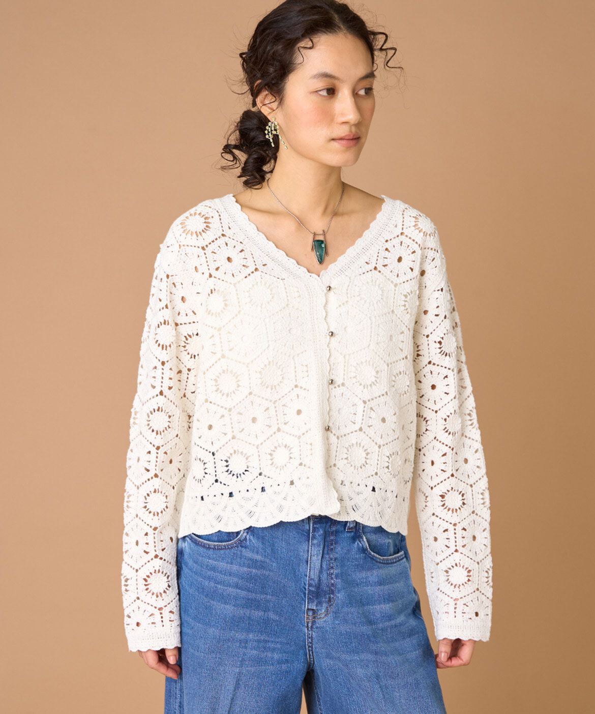 INED「クロシェ編みカーディガン」|カーディガン|