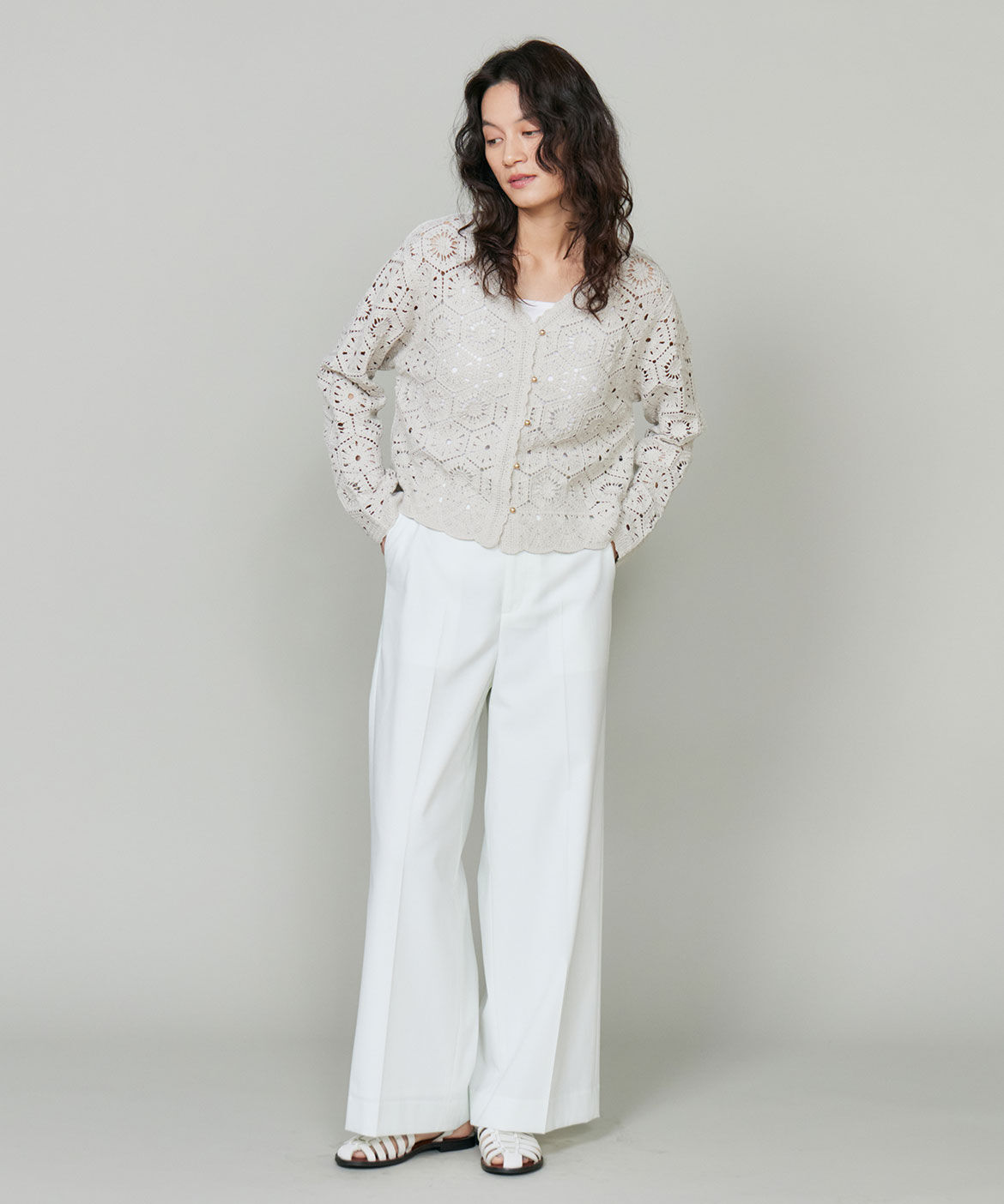 INED「クロシェ編みカーディガン」|カーディガン|