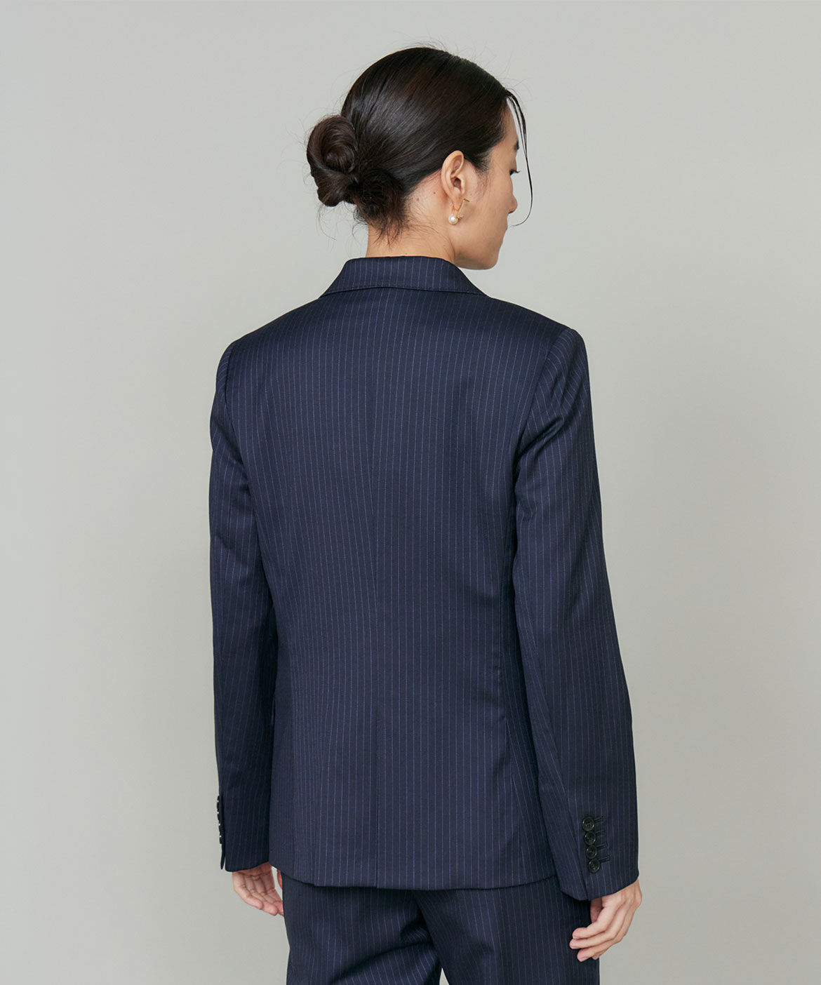 INED「《大きいサイズ》シルクウールストライプシングルジャケット」|テーラードジャケット|