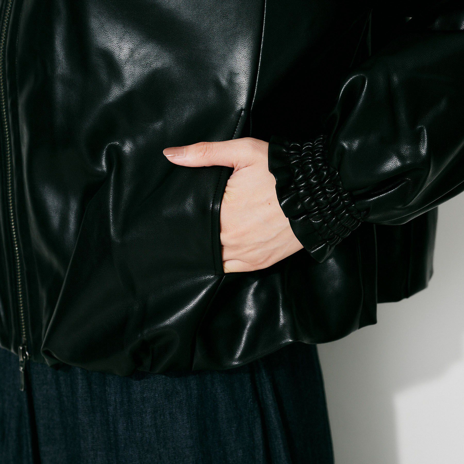 UNTITLED「【MARILYN MOON】ソフトレザー調ブルゾン」|ブルゾン・スタジャン|