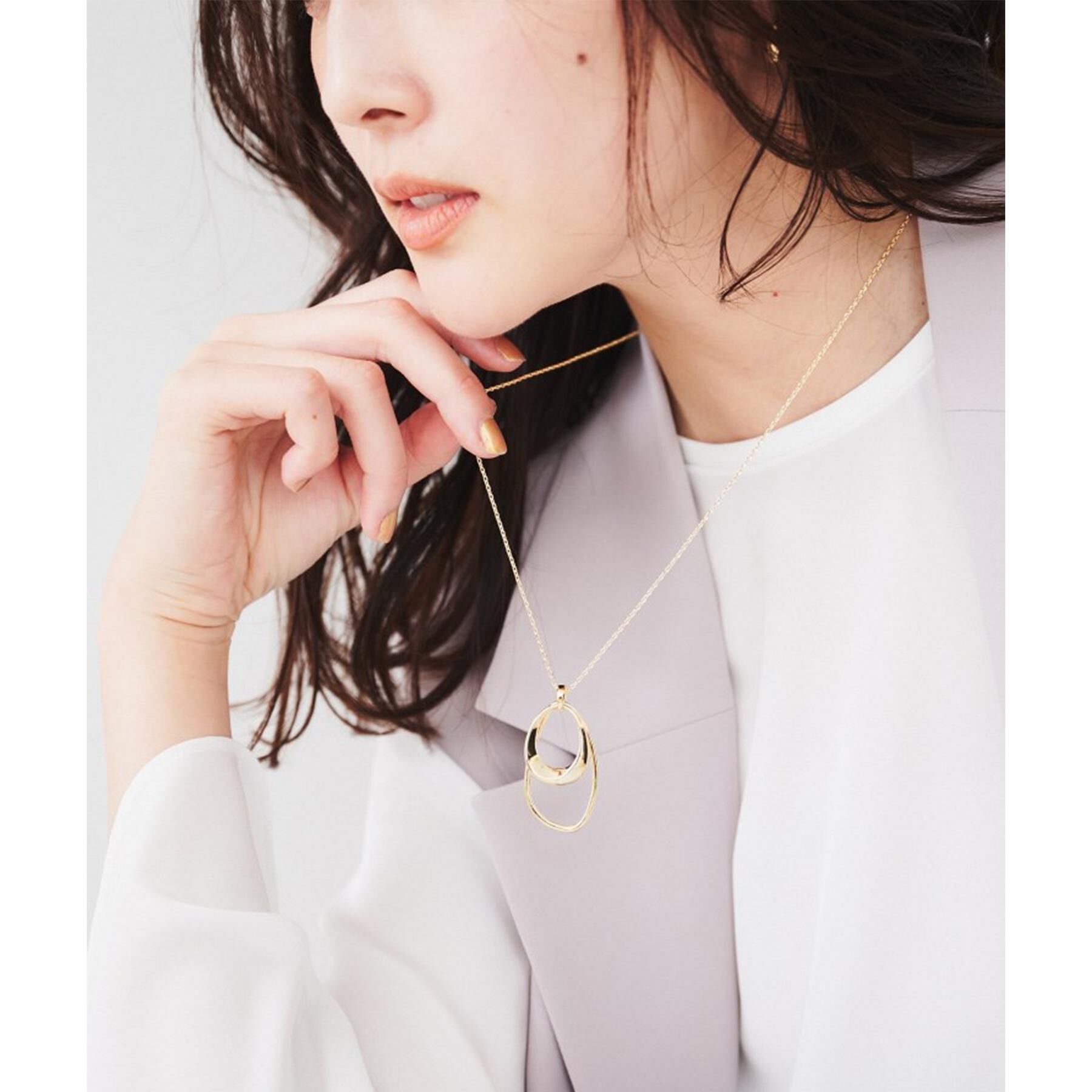 UNTITLED「【ステンレスチェーン】ライトダブルリング ネックレス」|ネックレス|