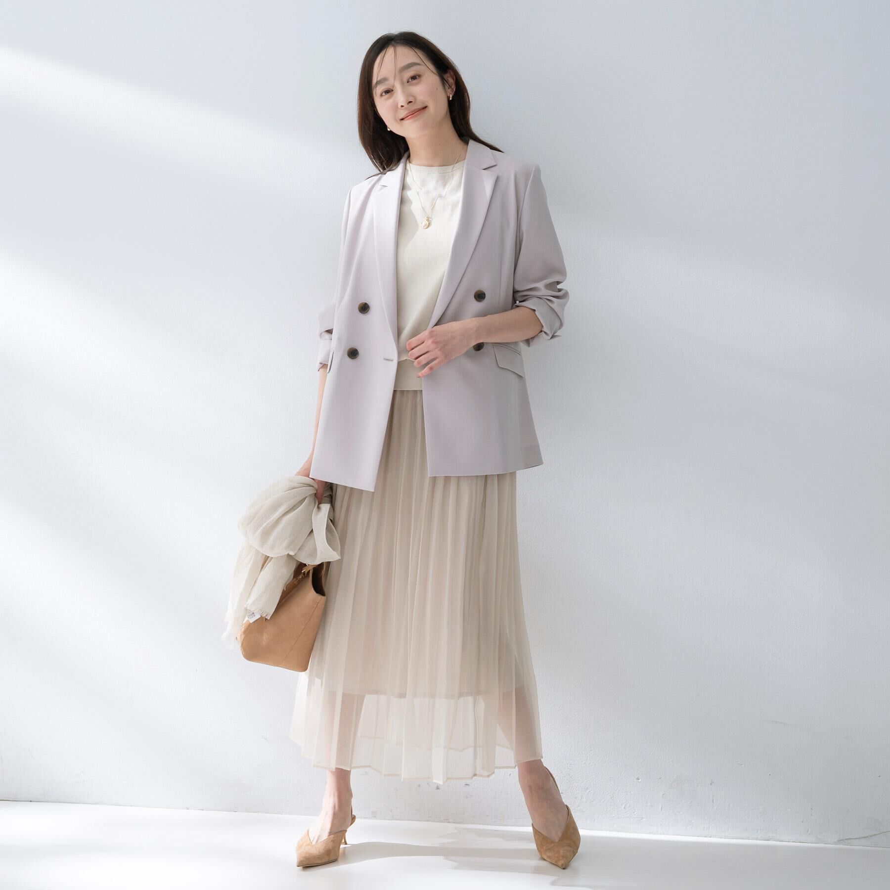 UNTITLED「【接触冷感/UVカット/洗える】エアリー ダブルブレストジャケット」|テーラードジャケット|