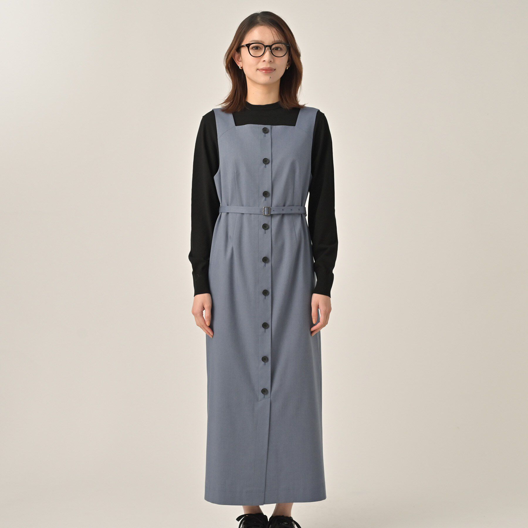 UNTITLED「スクエアネックジャンパースカート」|ワンピース|