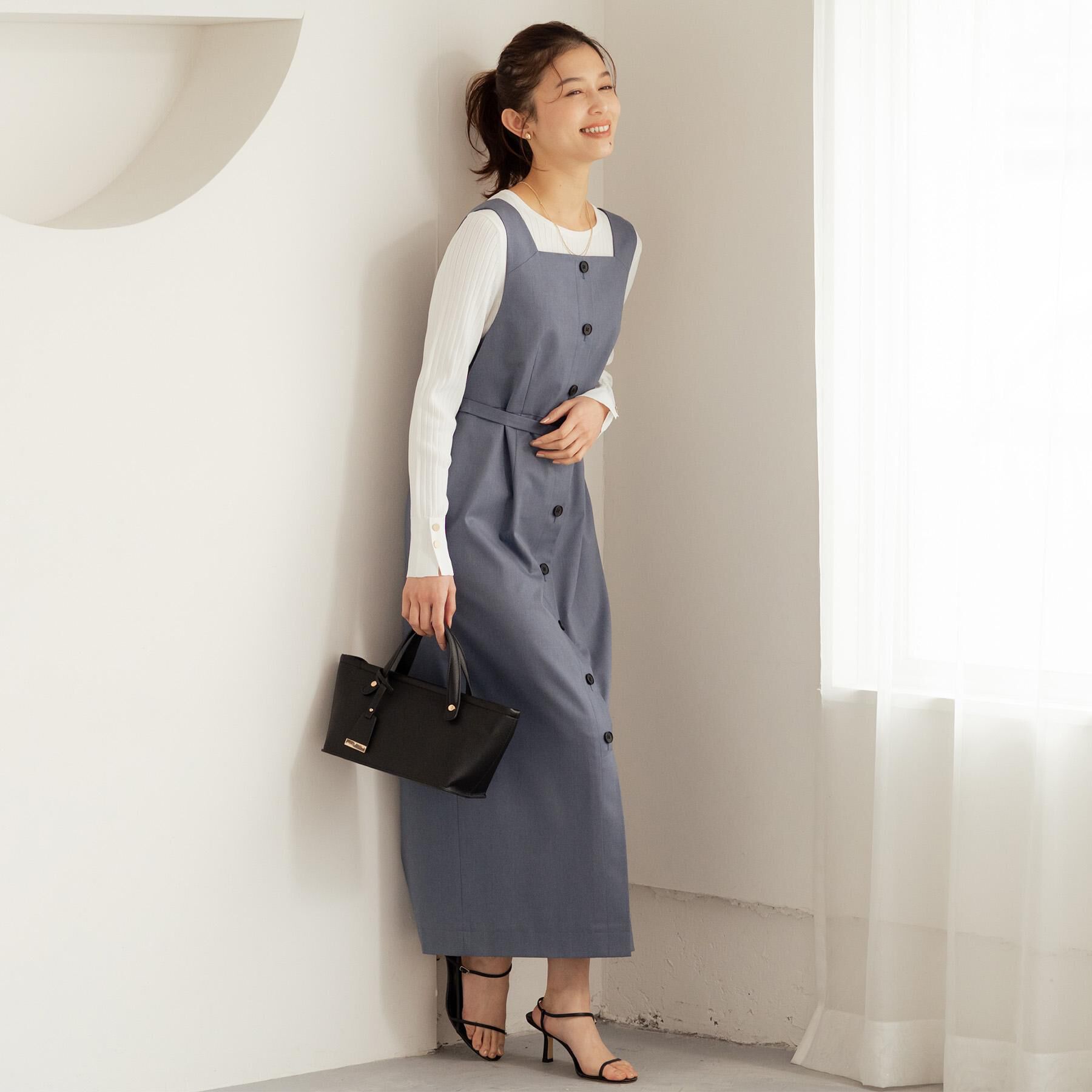 UNTITLED「スクエアネックジャンパースカート」|ワンピース|