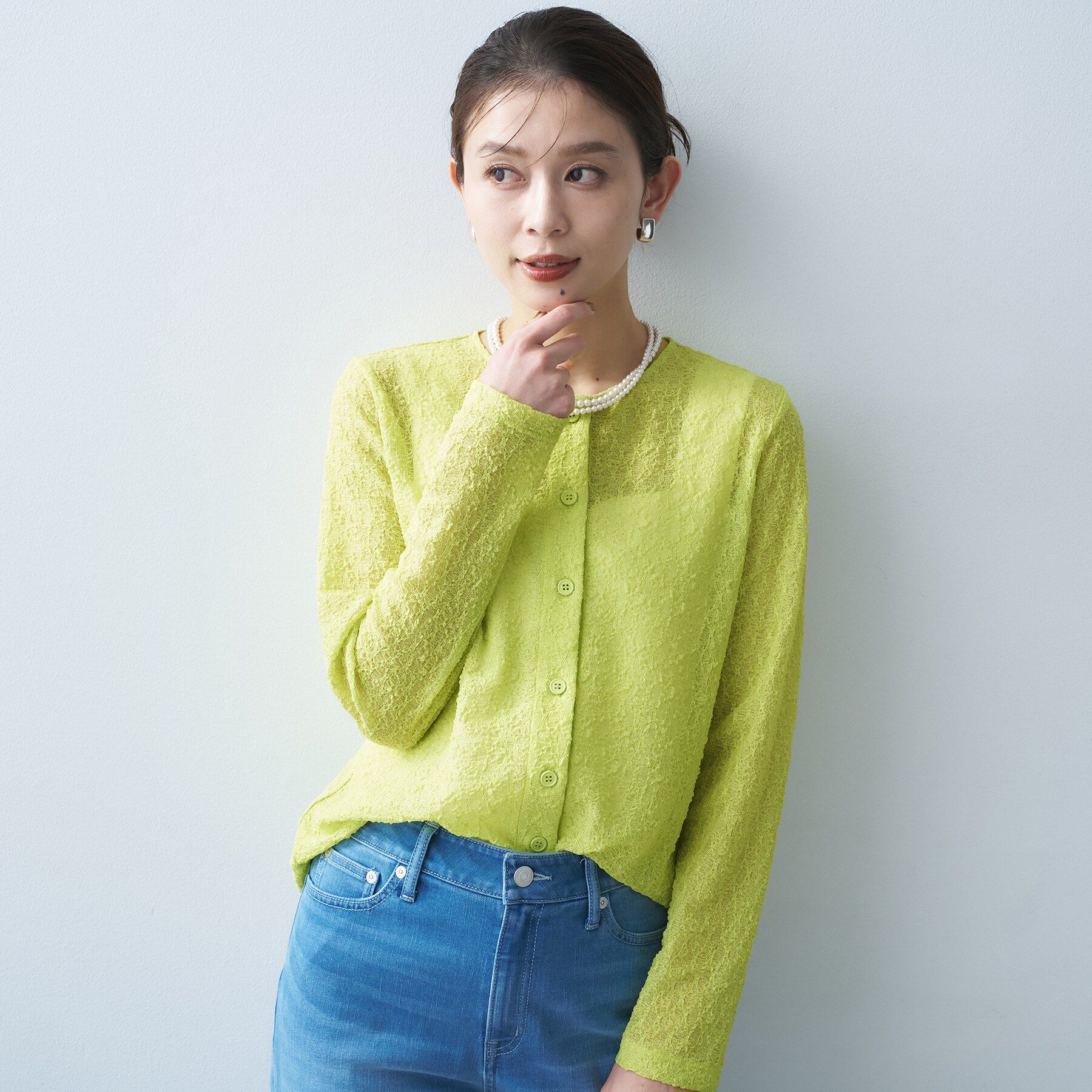 UNTITLED「ストレッチレースカーディガン」|カーディガン|