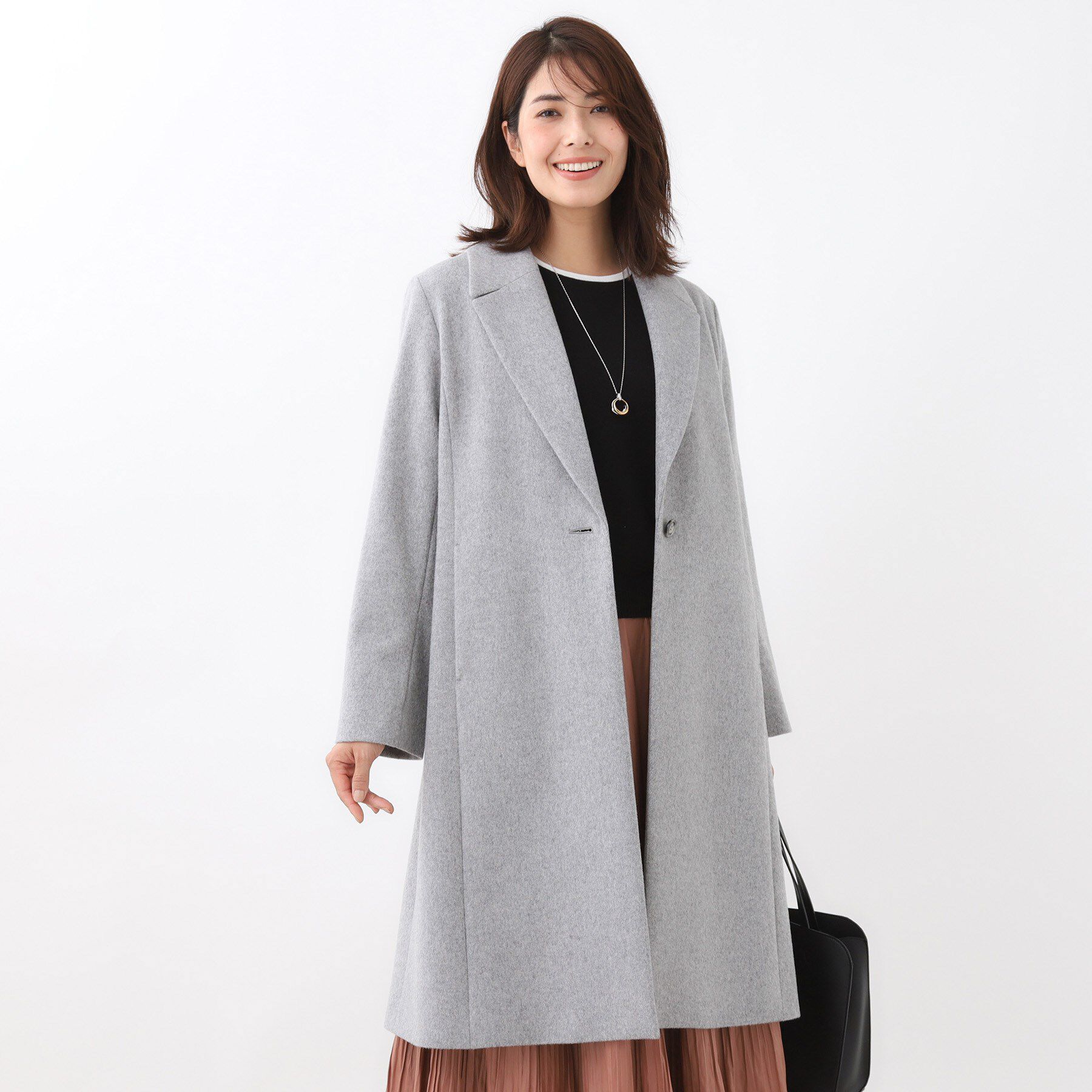 Reflect「【選べる6色】テーラードカラーロングウール混コート」|チェスターコート|