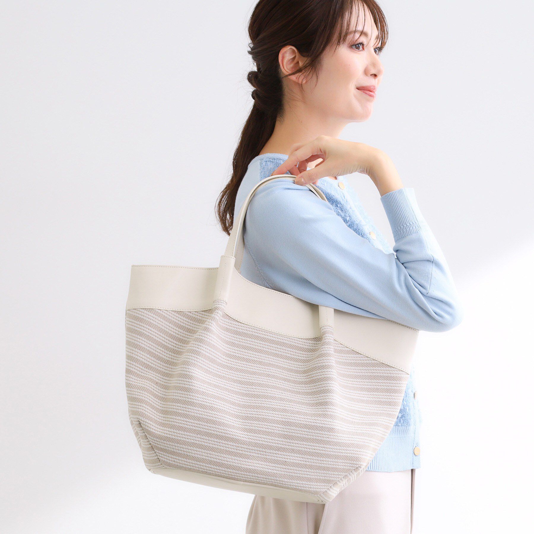 Reflect「【しっかり容量◎】キャンバス地ボーダートートバッグ」|トートバッグ|