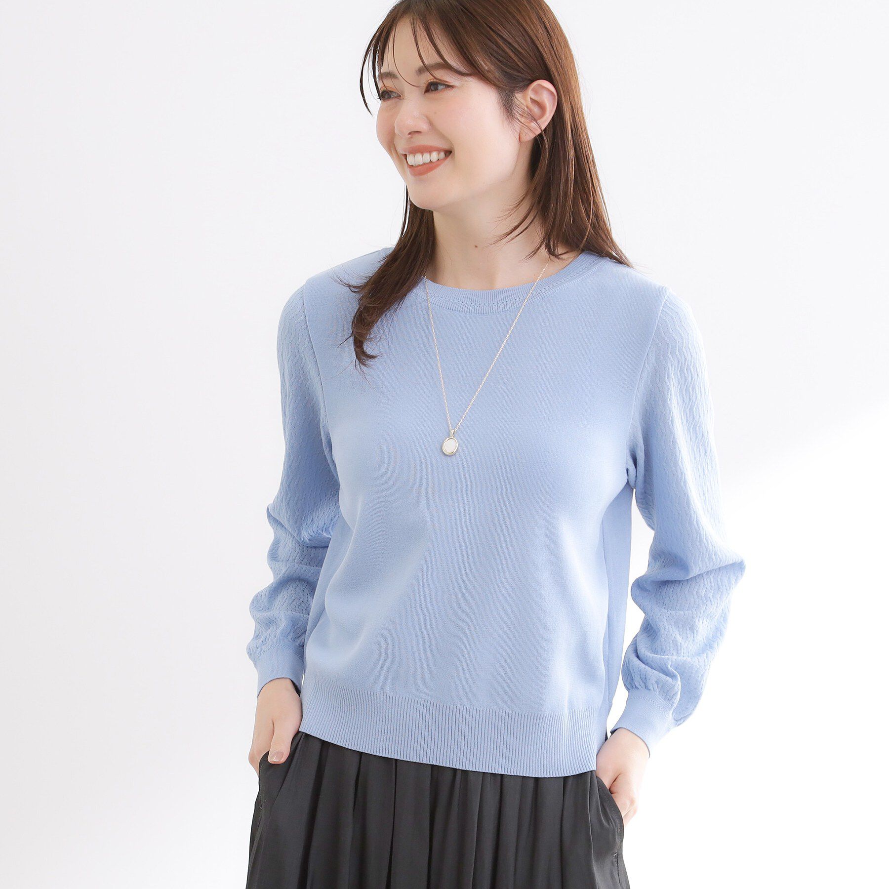 Reflect「透かしスリーブデザインハイゲージニット」|ニット・セーター|