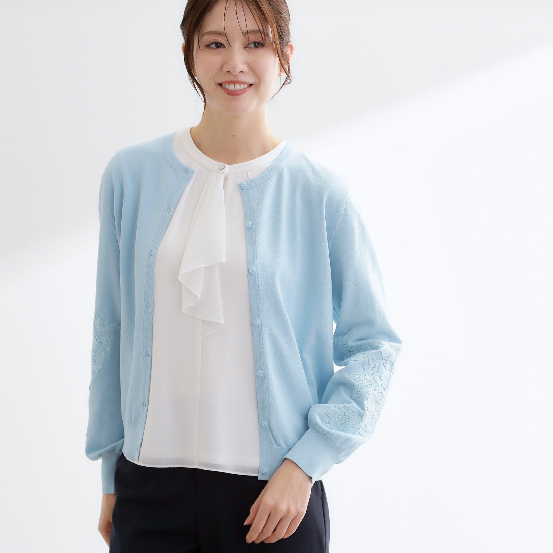 Reflect「レースデザインスリーブカーディガン」|カーディガン|