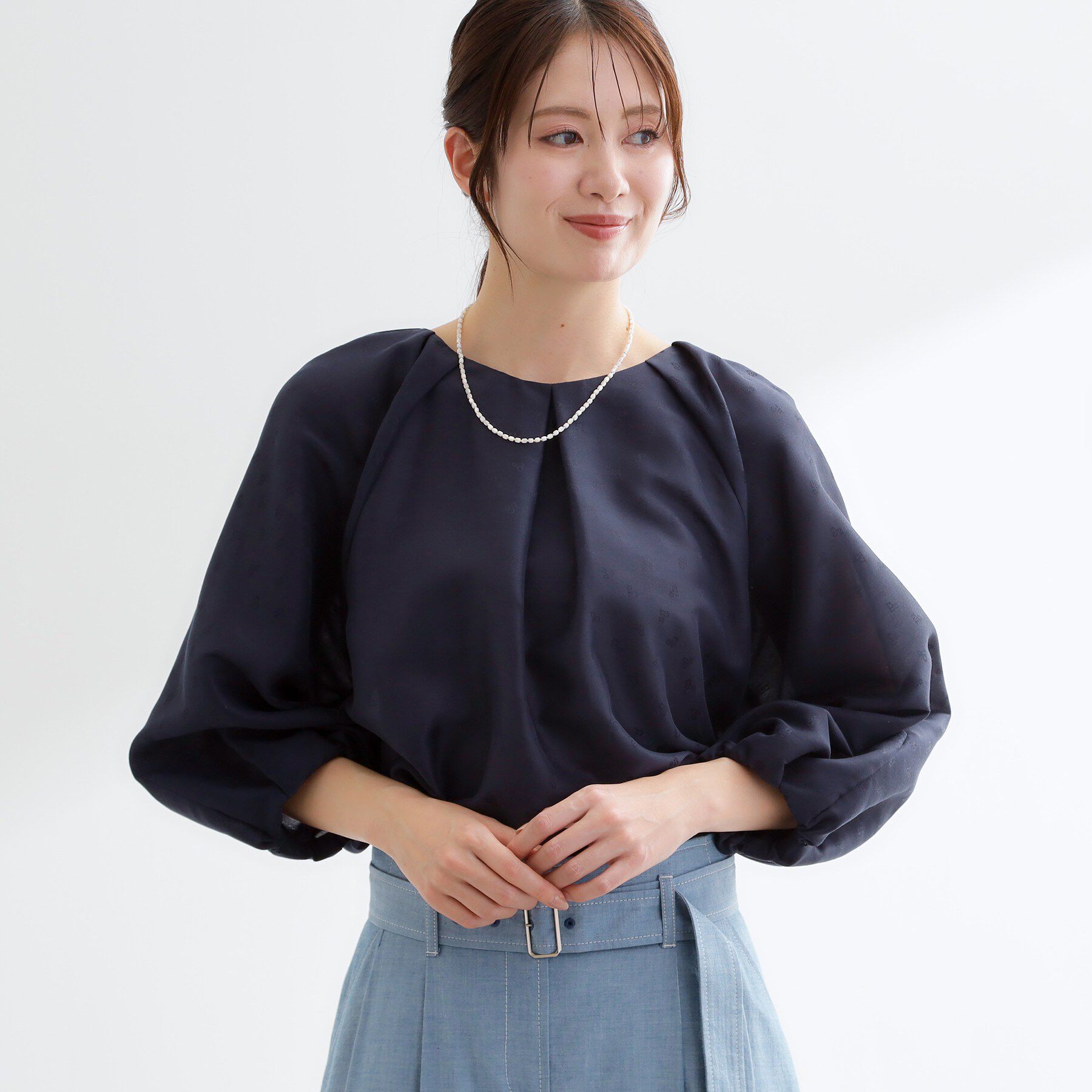 Reflect「ボリュームスリーブサテンジャカードブラウス」|シャツ・ブラウス|