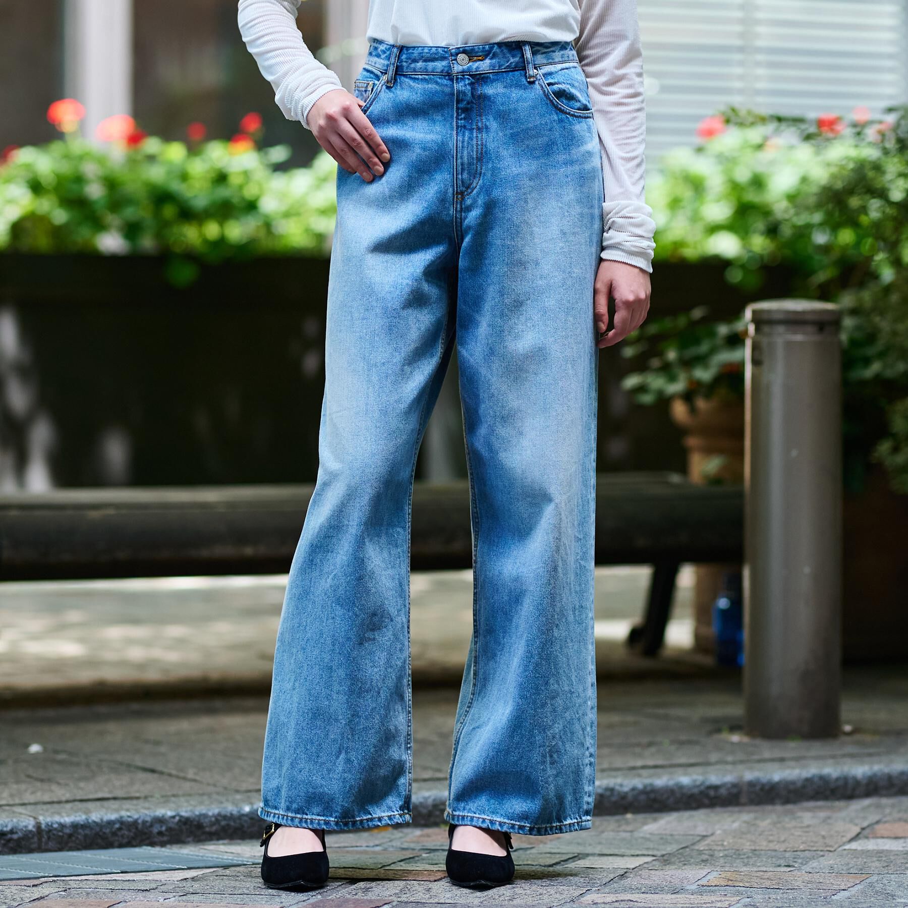 DRESSTERIOR「ヴィンテージ加工ワイドデニムパンツ」|デニム|