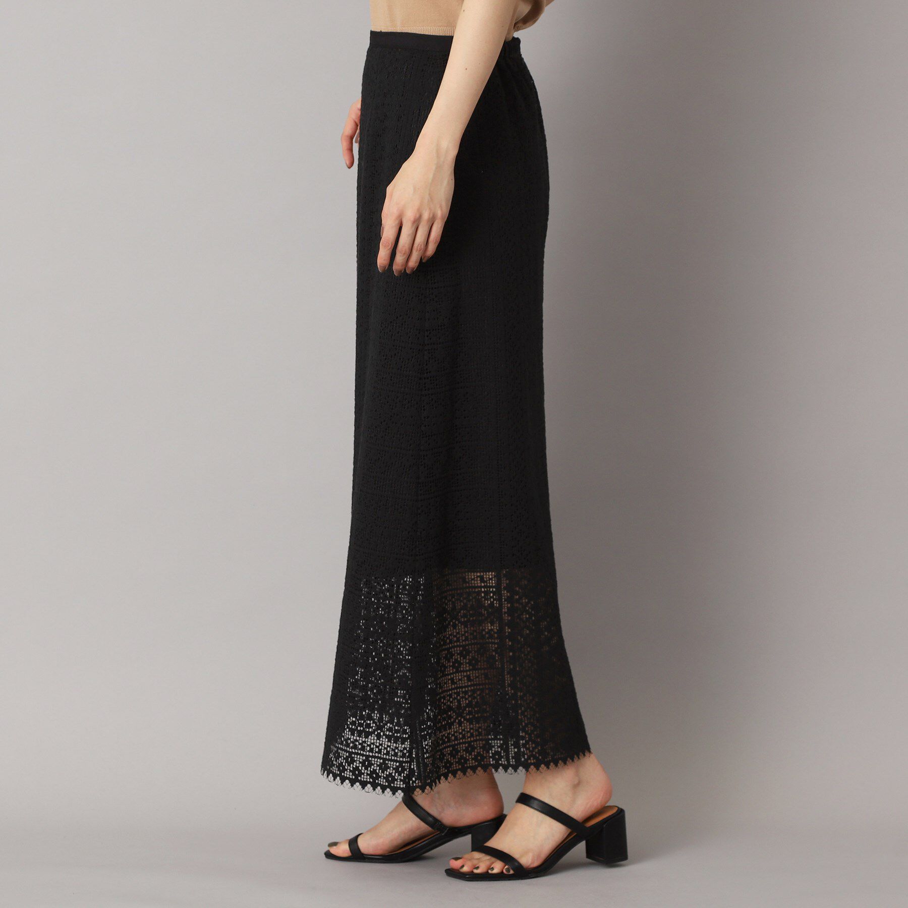 DRESSTERIOR「【後ろウエストゴム】オーガニックコットンブレンドレーススカート」|スカート|