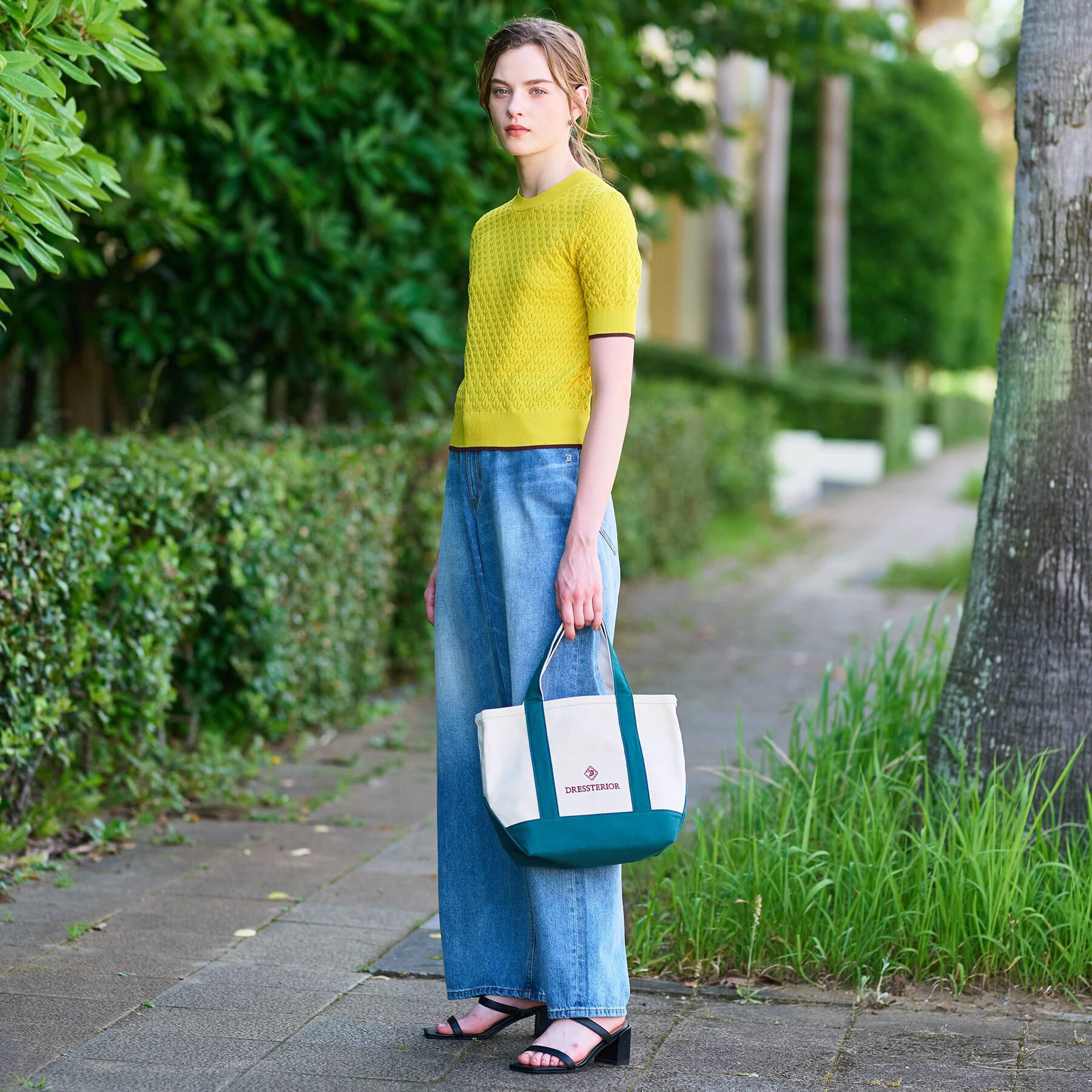 DRESSTERIOR「【6色展開/オンオフ】レース編みハーフスリーブニット」|ニット・セーター|