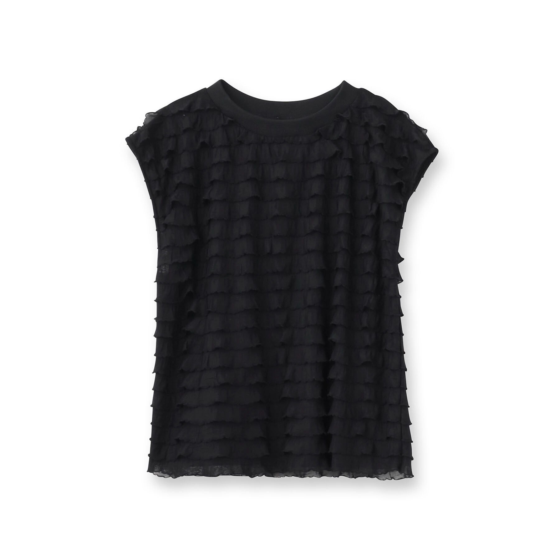 DRESSTERIOR「PROVOKE（プロヴォーク）【別注】フリルフレンチスリーブトップス」|Tシャツ・カットソー|ブラック(019)