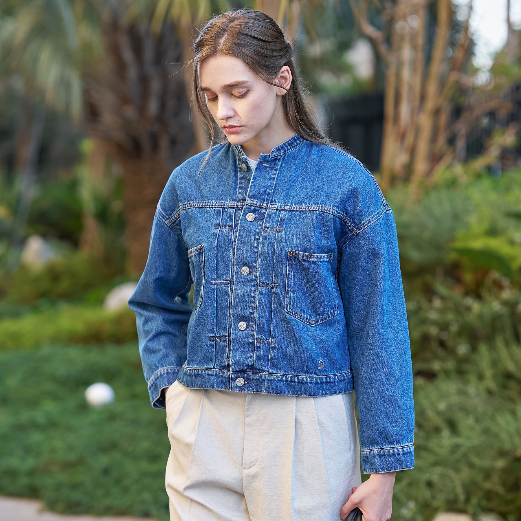 DRESSTERIOR「【ウォッシャブル】ヴィンテージバンドカラーGジャン」|デニムジャケット|