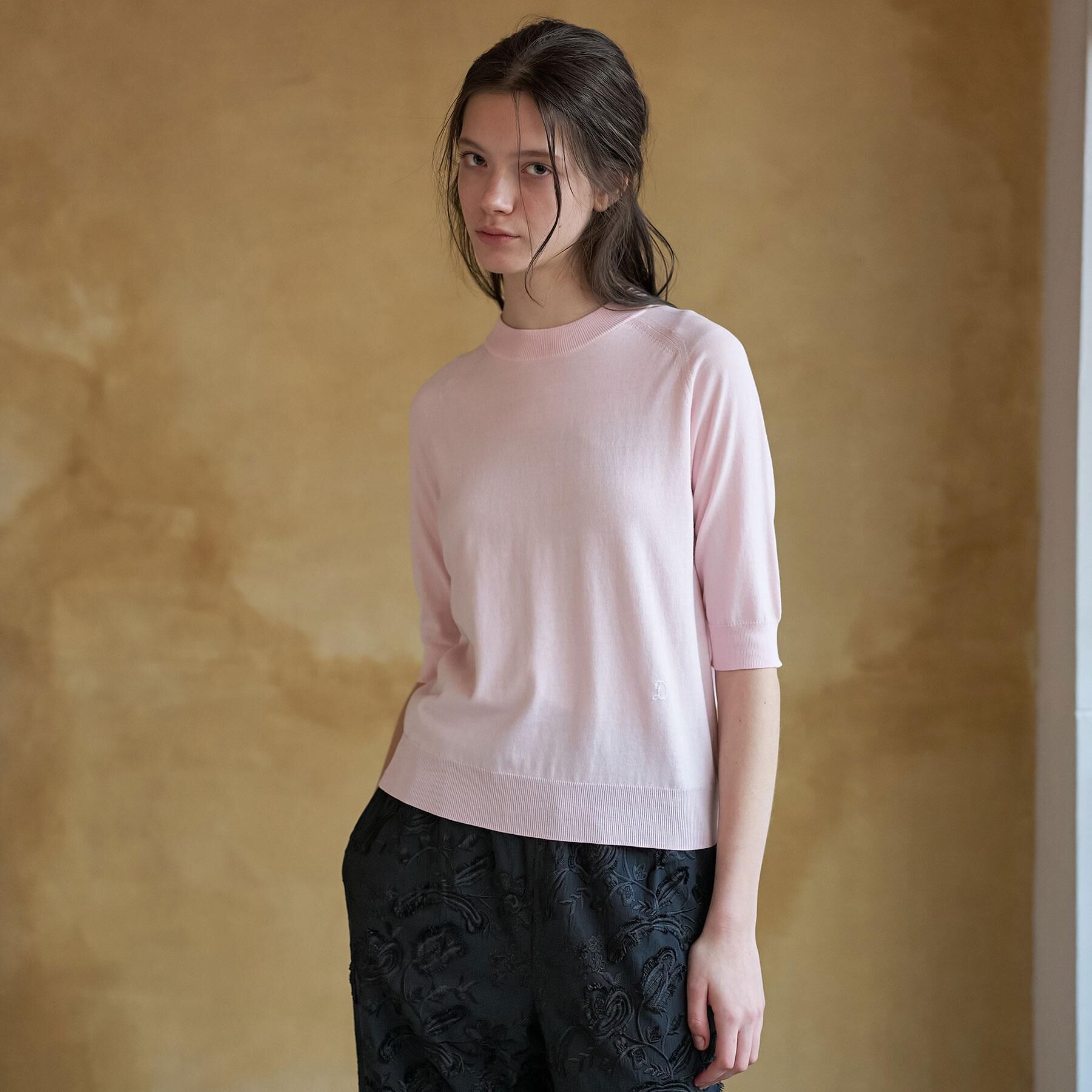 DRESSTERIOR「【ウォッシャブル】コットンシルクハーフスリーブニット」|ニット・セーター|