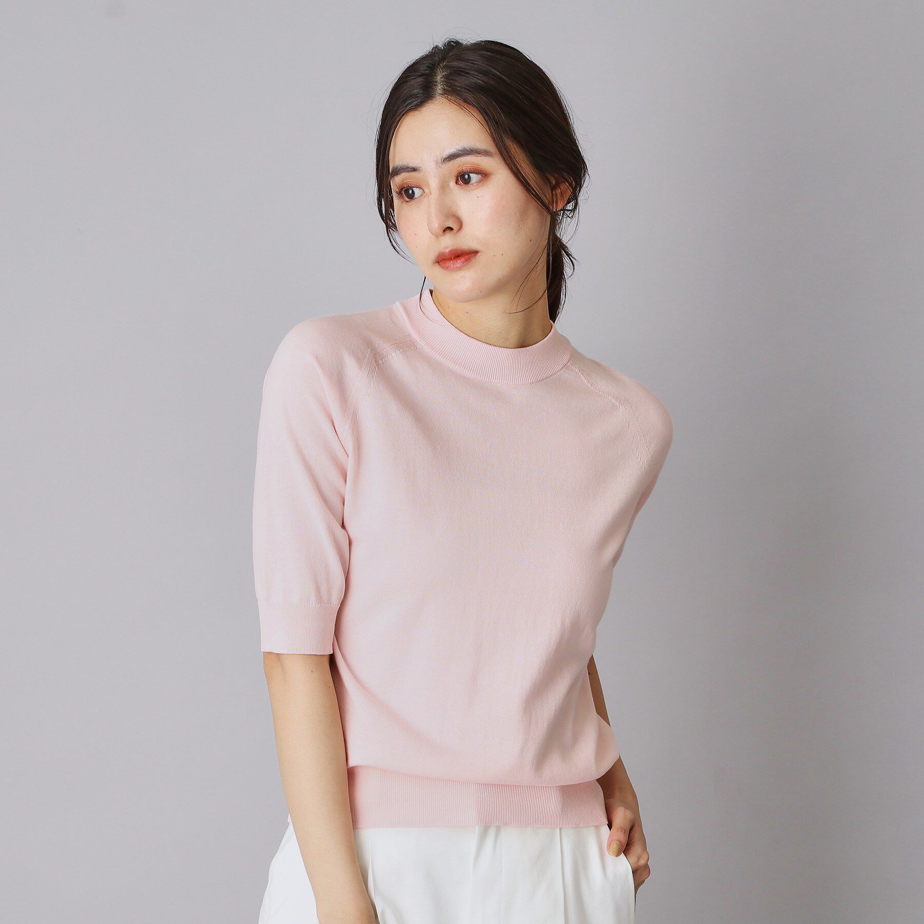 DRESSTERIOR「【ウォッシャブル】コットンシルクハーフスリーブニット」|ニット・セーター|