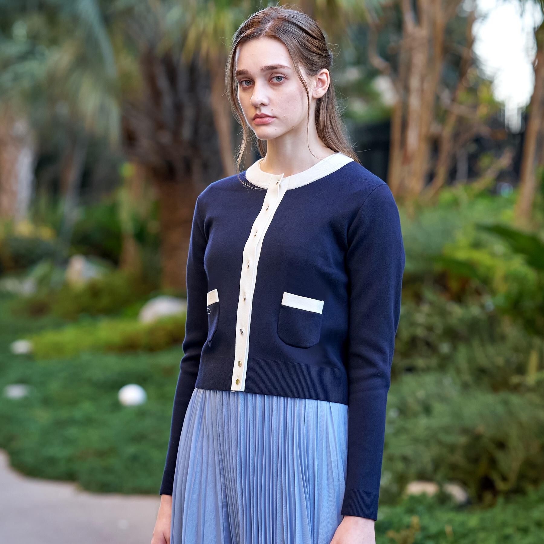 DRESSTERIOR「ウォッシャブル コットンカシミヤ コンビカーデ」|カーディガン|