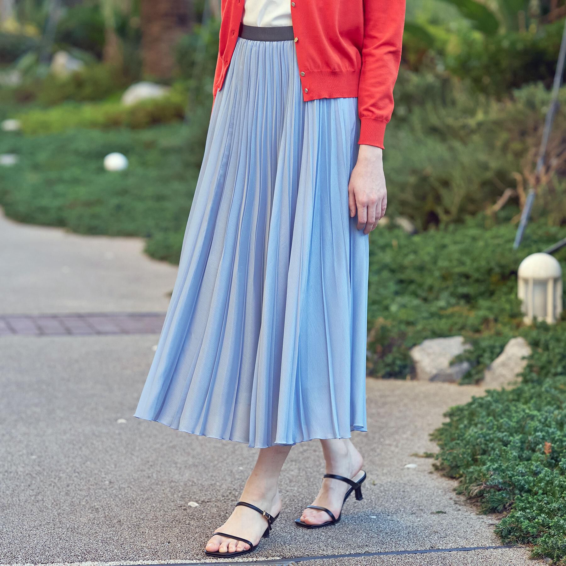 DRESSTERIOR「ウォッシャブルブライトシアープリーツスカート」|スカート|サックスブルー(09