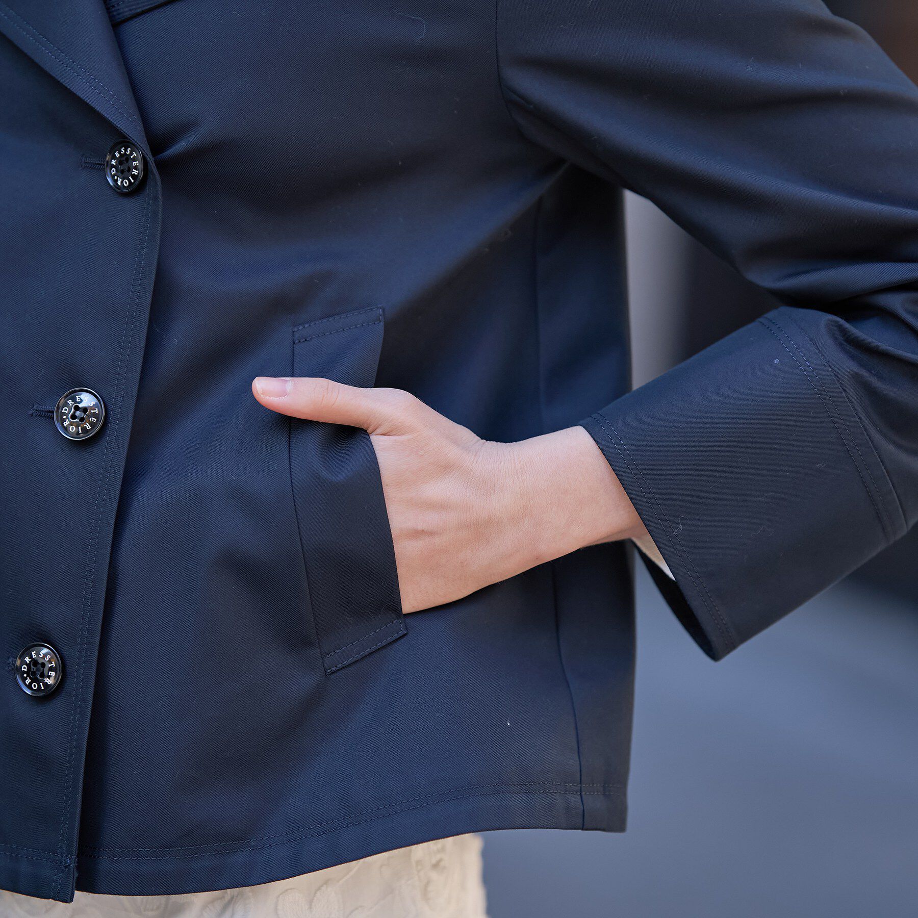 DRESSTERIOR「【ウォッシャブル/撥水素材】Aラインショートトレンチジャケット」|トレンチコート|