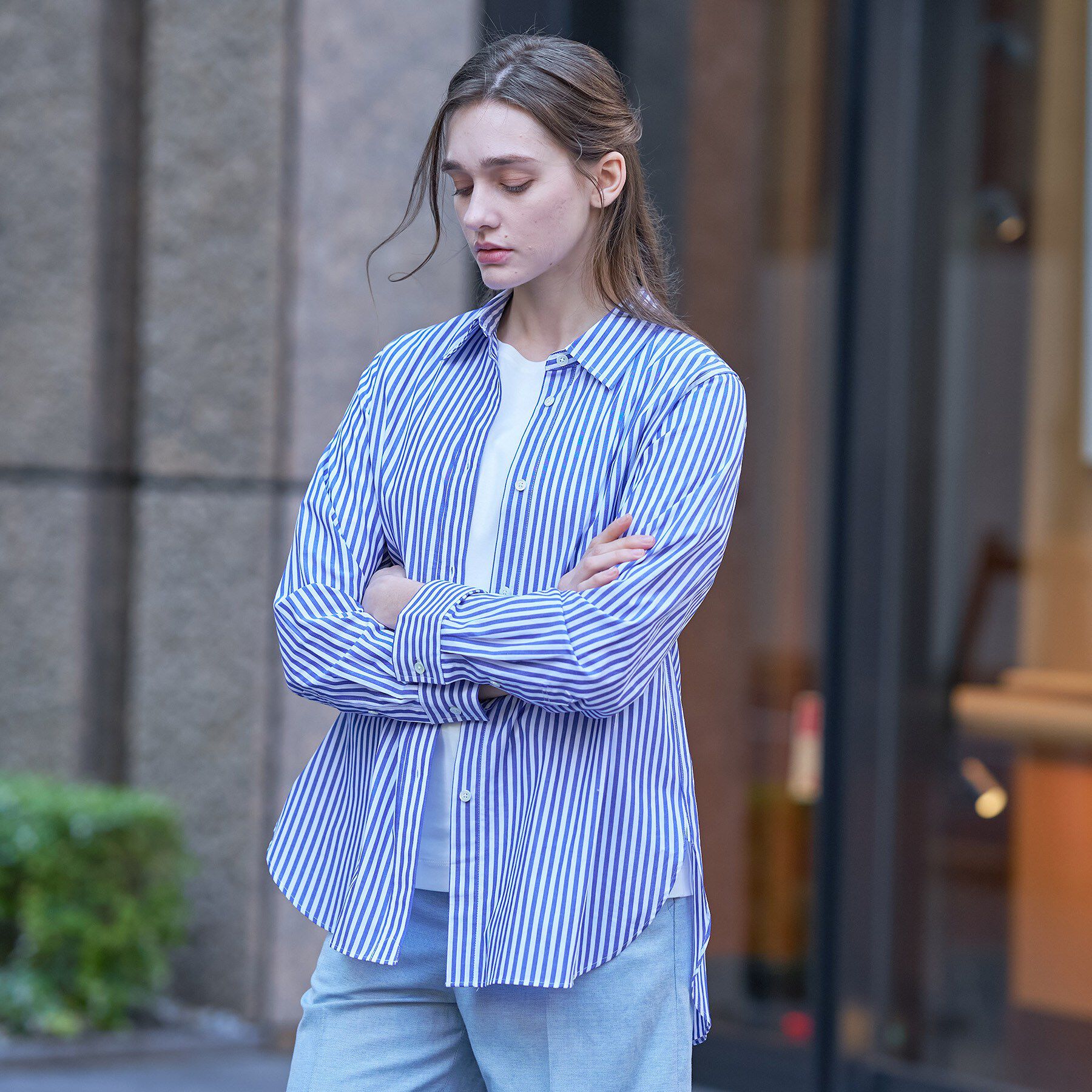 DRESSTERIOR「オーバーシルエットストライプシャツ」|シャツ・ブラウス|