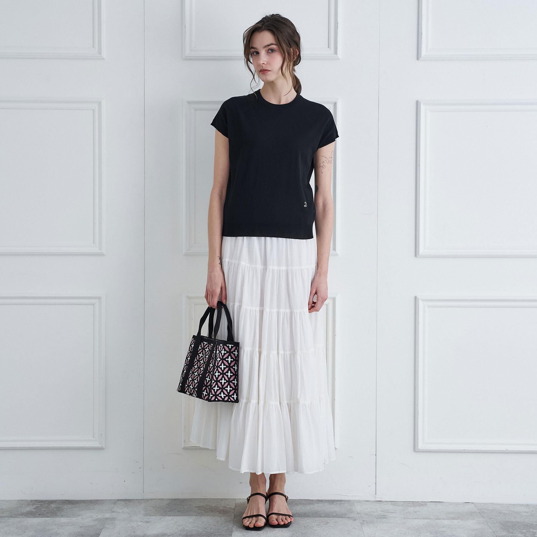 DRESSTERIOR「【ウォッシャブル】コットンシルクフレンチスリーブニット」|ニット・セーター|