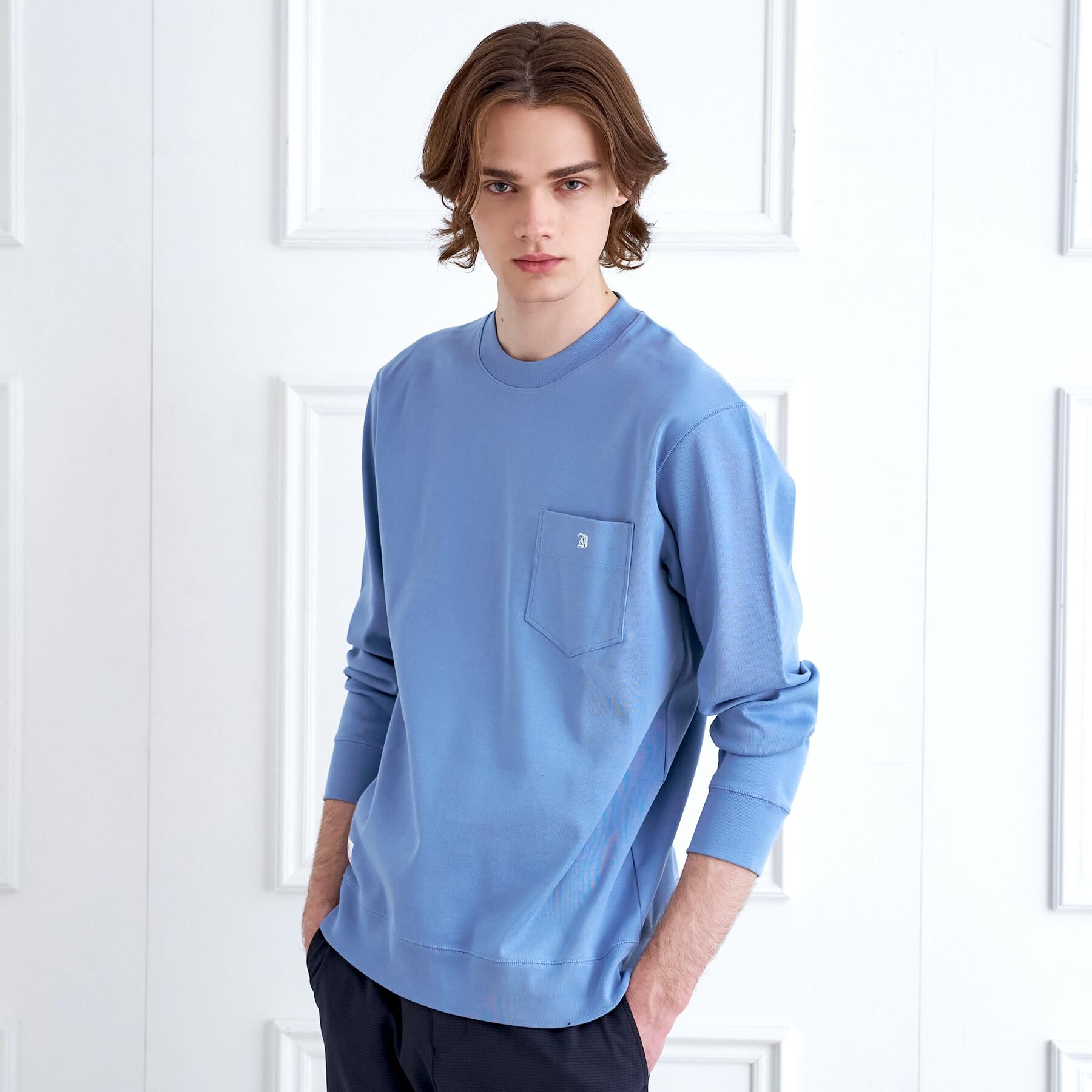 DRESSTERIOR「【抗菌防臭／UVカット／しわ防止】クールデオドラント フライスロングTシャツ」|Tシャツ・カットソー|サックスブルー(09