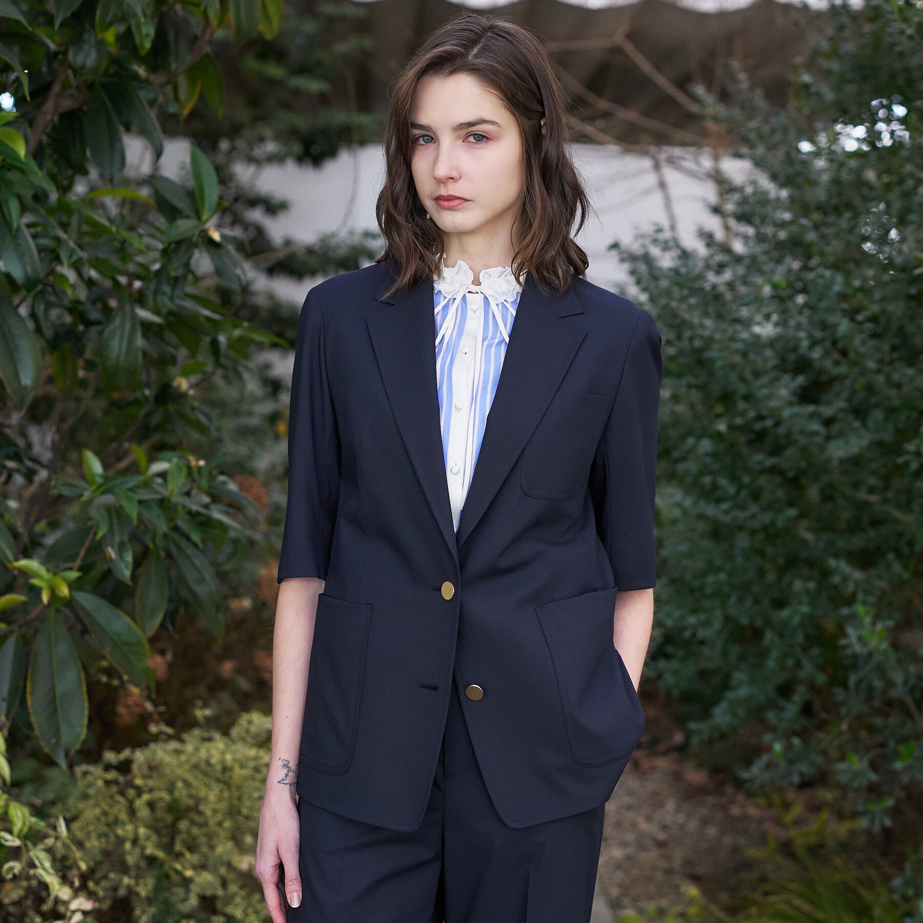 DRESSTERIOR「【接触冷感/UVカット/セットアップ可】 2WAYストレッチスリークオータージャケット」|テーラードジャケット|ネイビー(094)