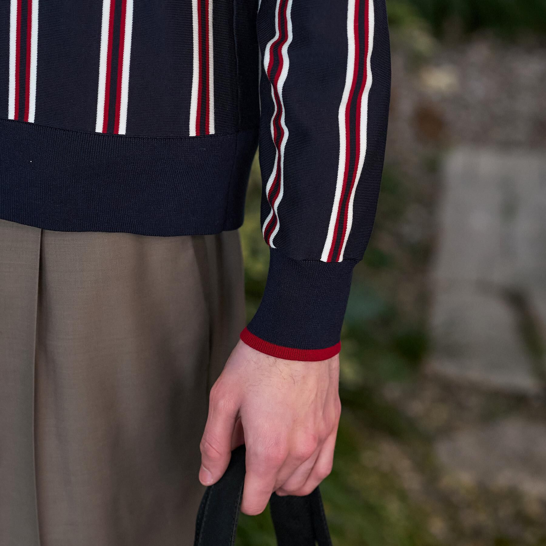 DRESSTERIOR「【ウォッシャブル】ウールレーヨン ストライプラウンドネックカーディガン」|カーディガン|