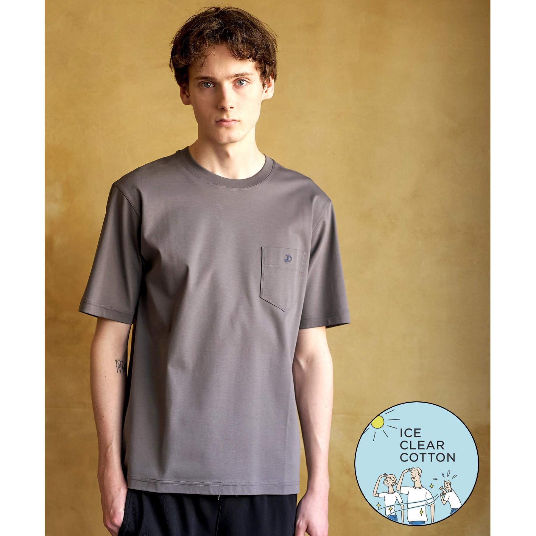 DRESSTERIOR「【接触冷感／抗菌防臭／消臭】ICE CLEAR COTTON ポケットTシャツ」|Tシャツ・カットソー|チャコールグレー(0