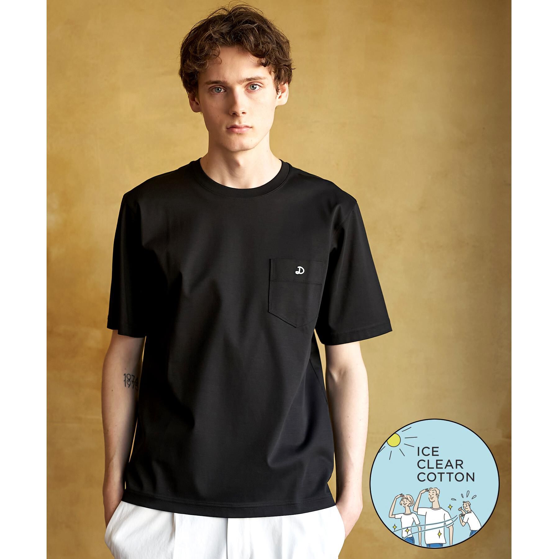 DRESSTERIOR「【接触冷感／抗菌防臭／消臭】ICE CLEAR COTTON ポケットTシャツ」|Tシャツ・カットソー|ブラック(019)