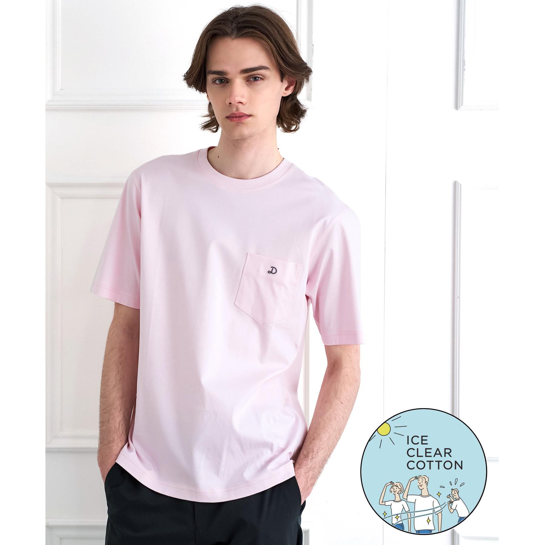 DRESSTERIOR「【接触冷感／抗菌防臭／消臭】ICE CLEAR COTTON ポケットTシャツ」|Tシャツ・カットソー|ライトピンク(070