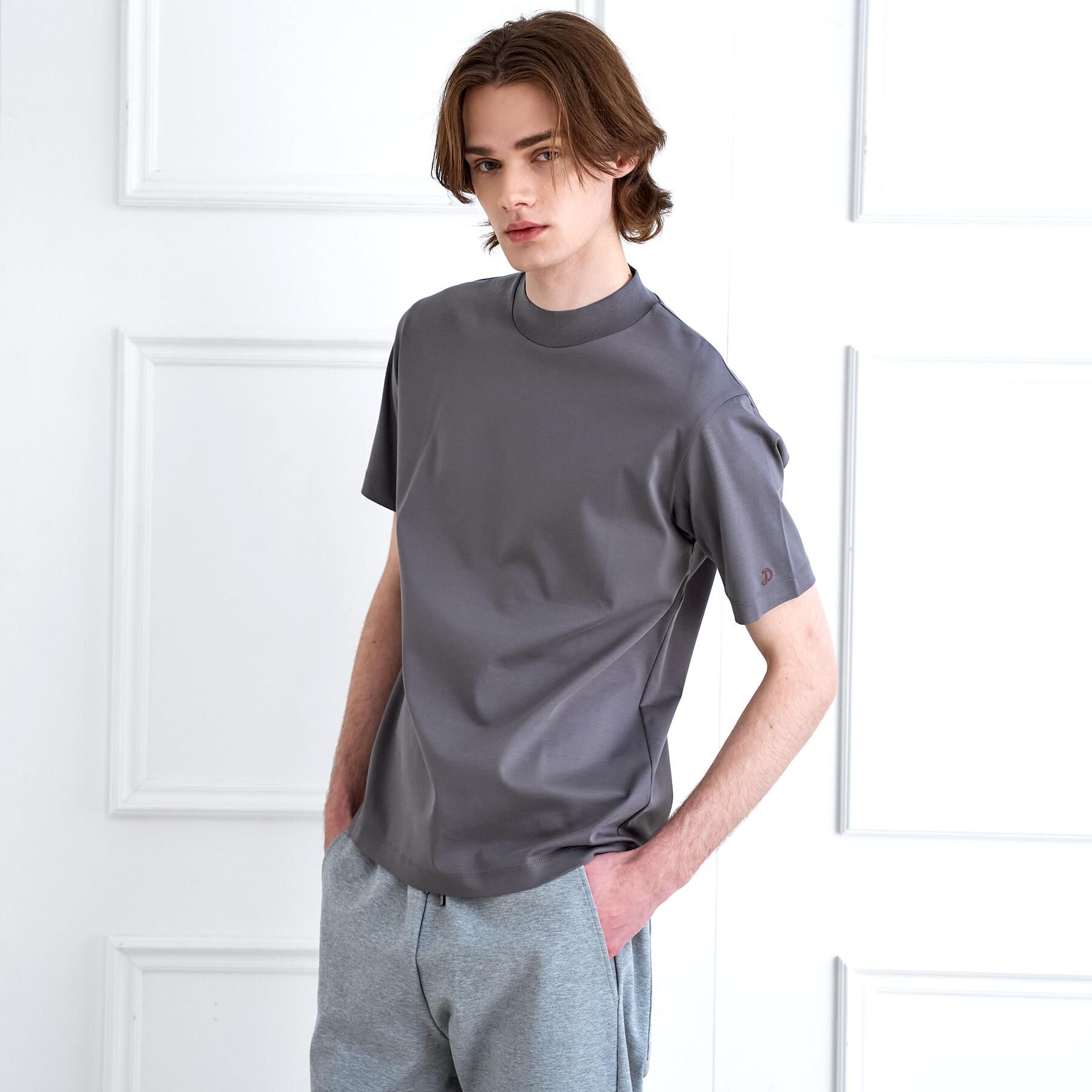 DRESSTERIOR「【接触冷感／抗菌防臭／消臭】ICE CLEAR COTTON モックネックTシャツ」|Tシャツ・カットソー|
