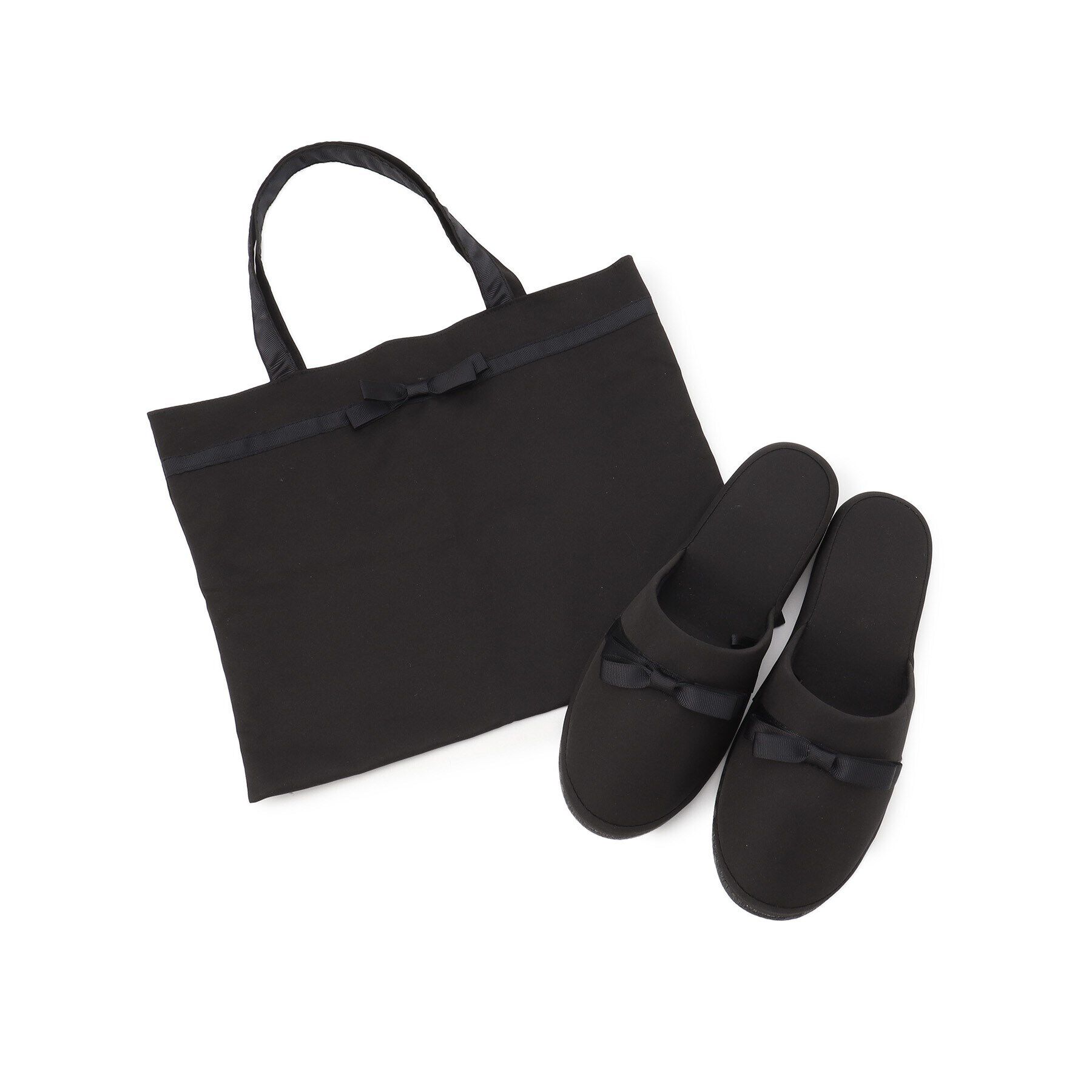 grove「袋付きグログランリボンスリッパ」|クッション・クッションカバー|ブラック(019)