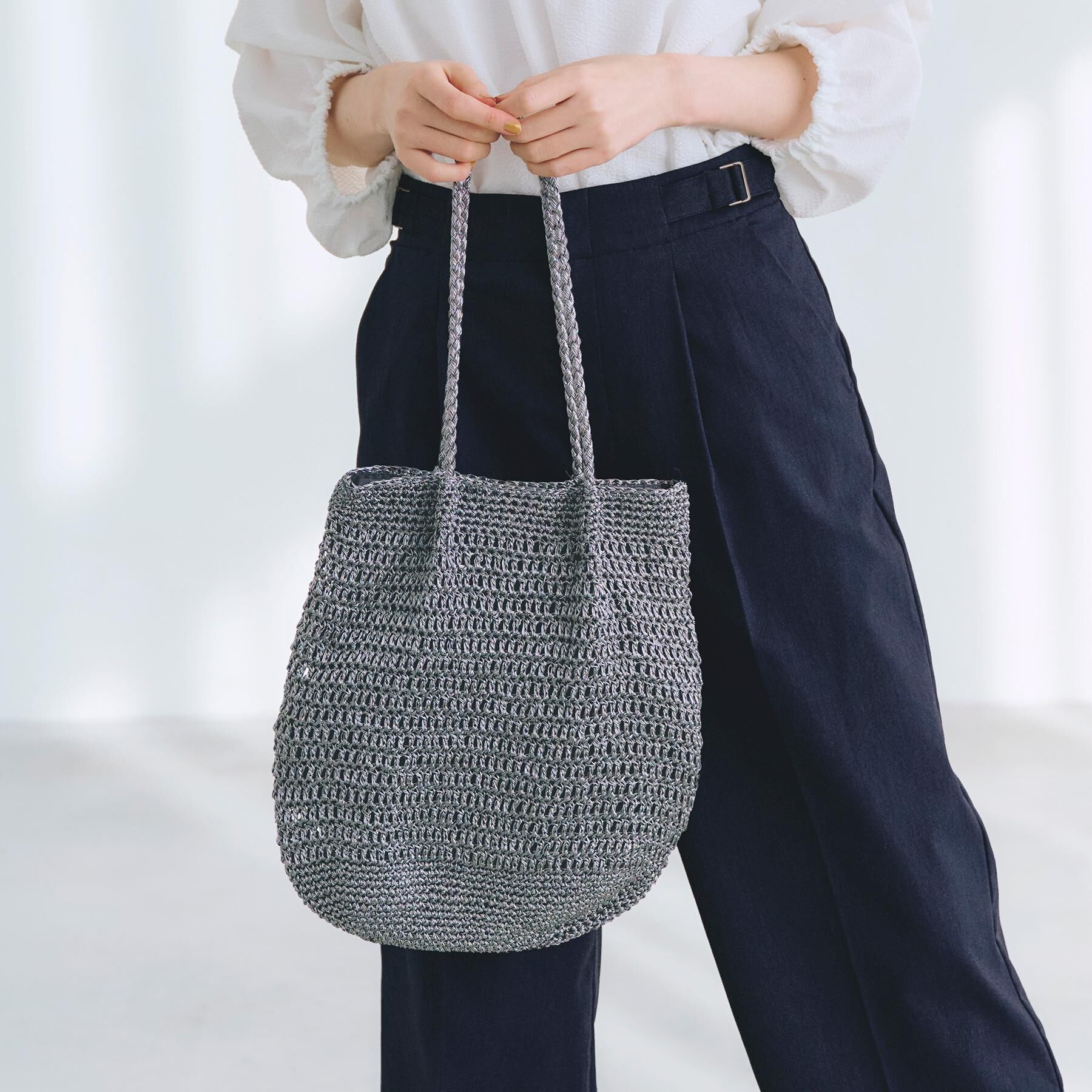 grove「ラメコードタックハンドルトート」|トートバッグ|ブラックシルバー(0