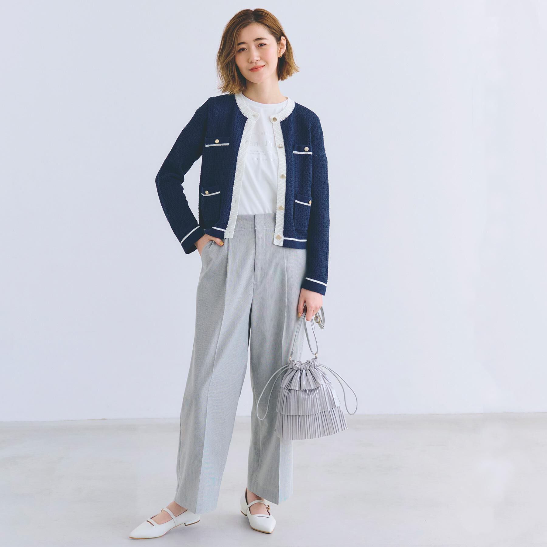 grove「バイカラーニットジャケット」|カーディガン|