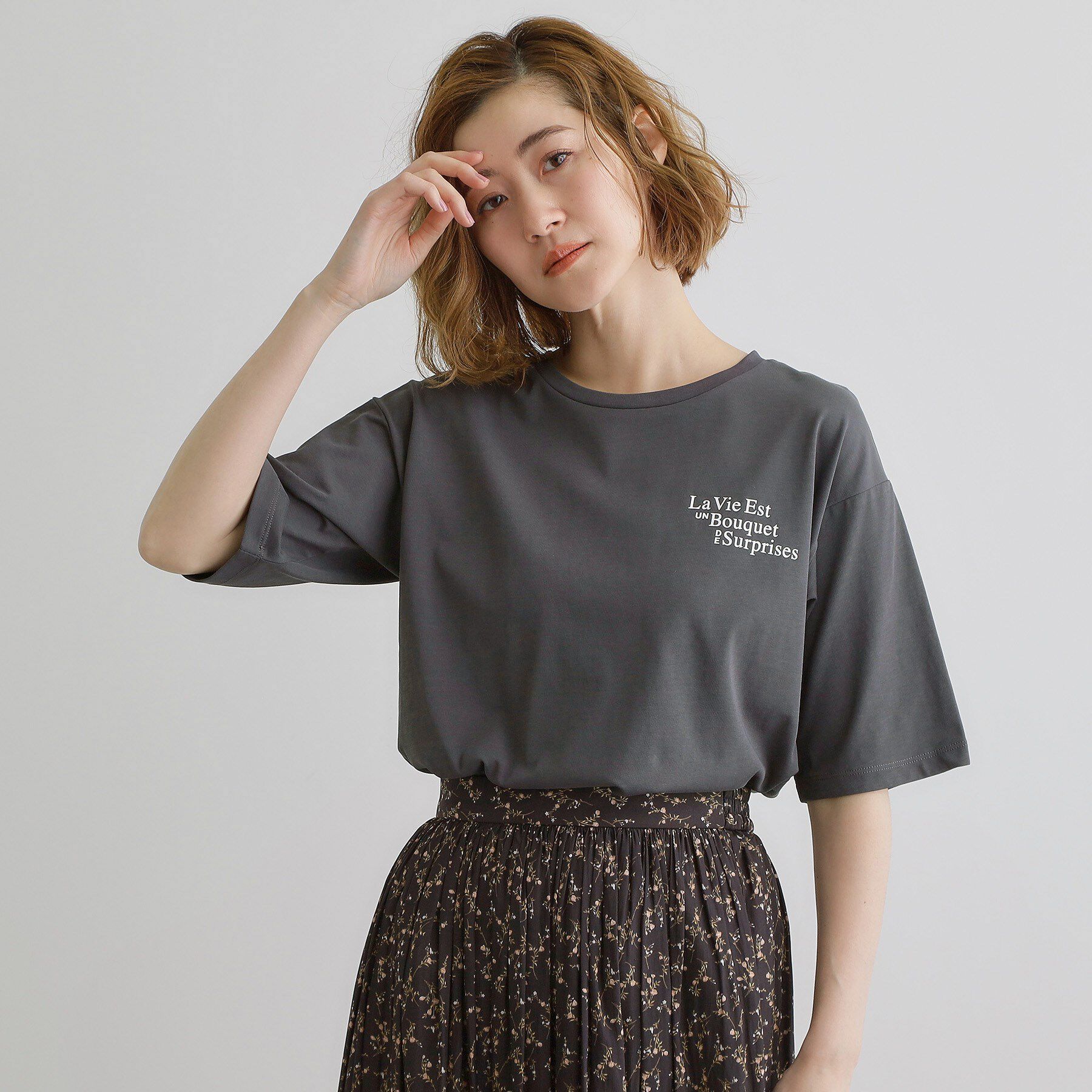 grove「五分袖ロゴプリントTシャツ」|Tシャツ・カットソー|