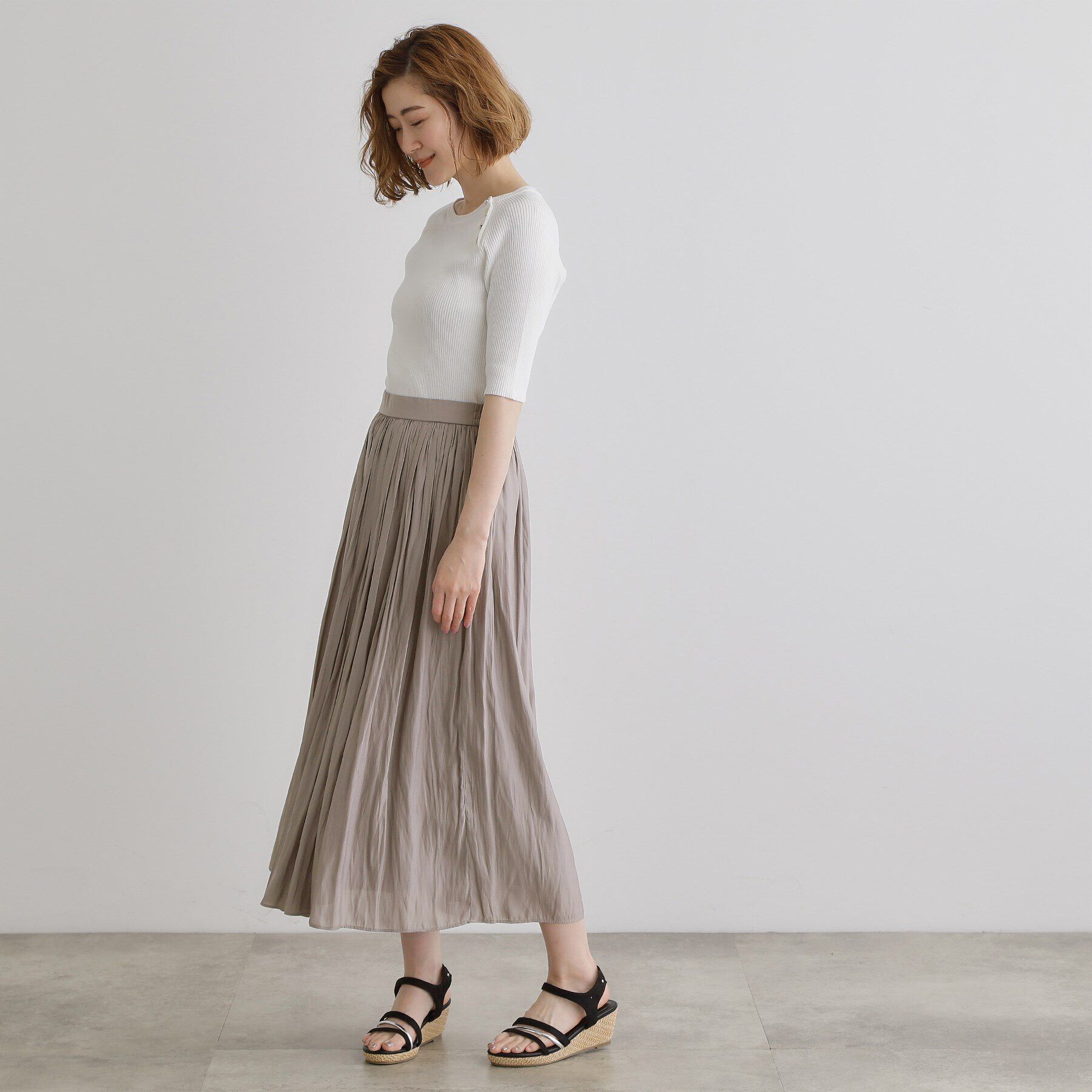 grove「割線サテンギャザースカート」|スカート|