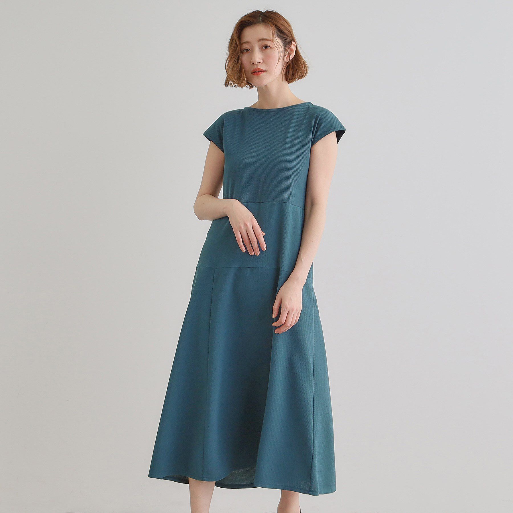 grove「美シルエットなドッキングフレア切替ワンピース」|ワンピース|グリーン(024)