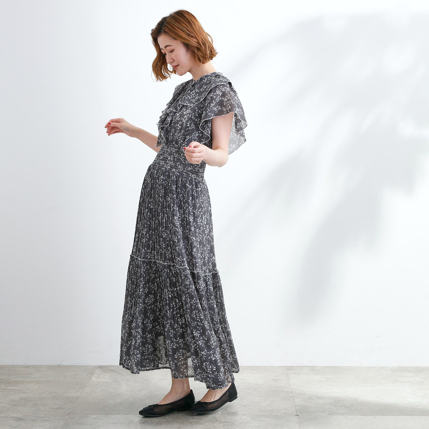 grove「夏の主役シフォンプリントプリーツワンピース」|ワンピース|