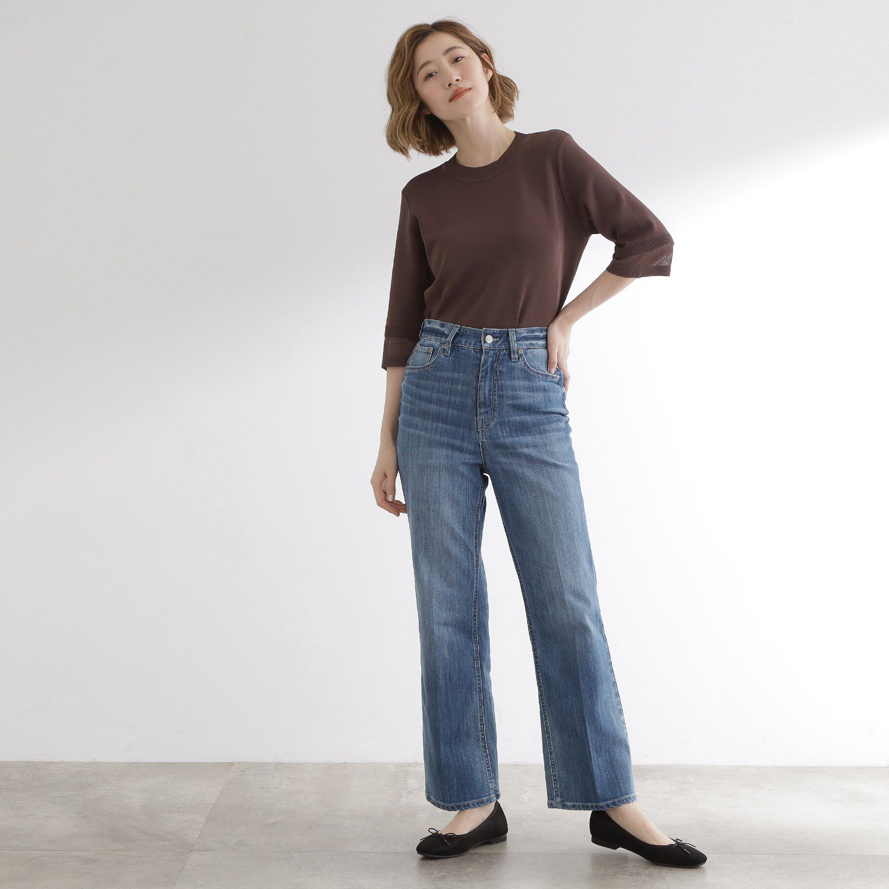 grove「【美シルエット/選べる着丈】大人のためのソフトフレアーデニム」|デニム|