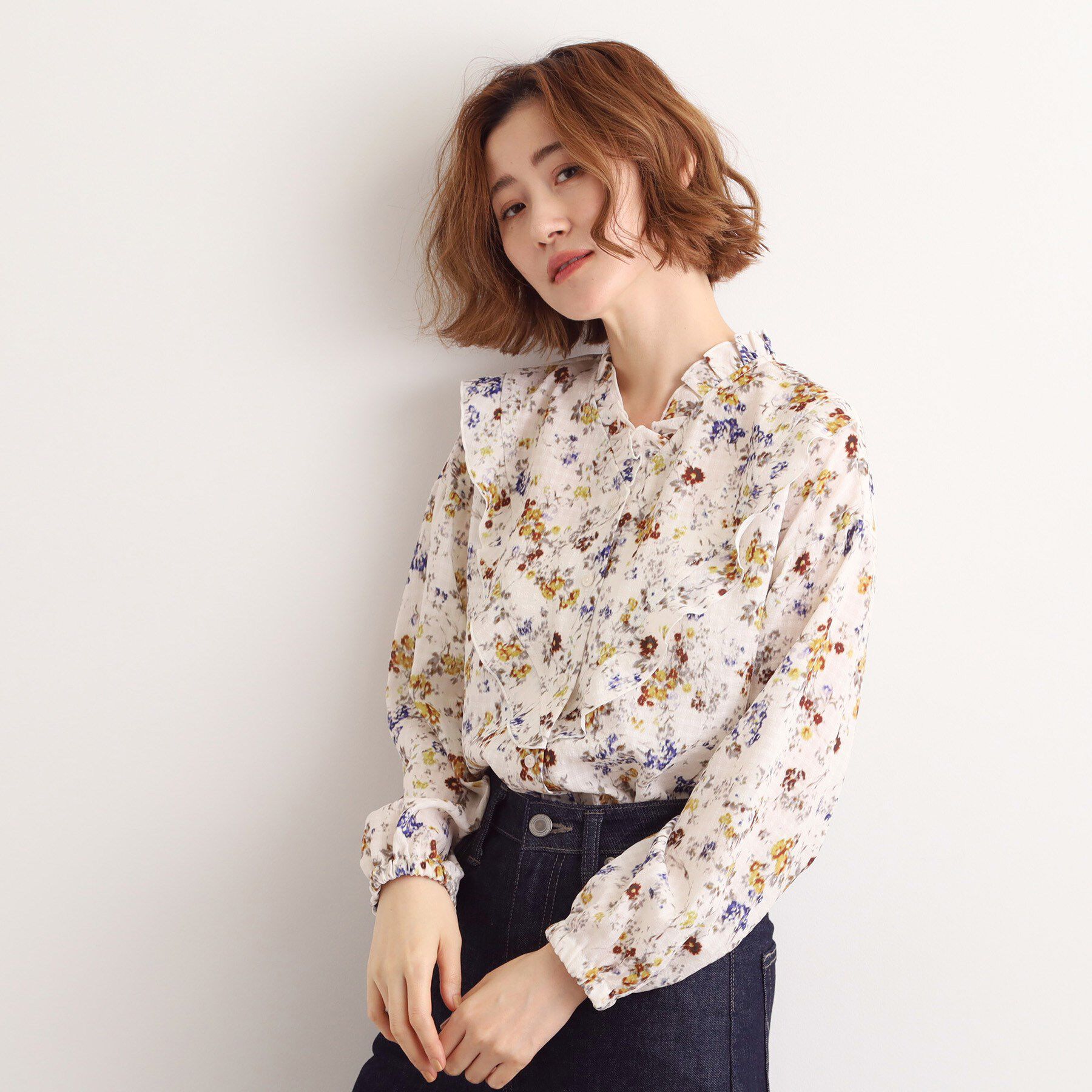 grove「カスリフラワープリントブラウス」|シャツ・ブラウス|