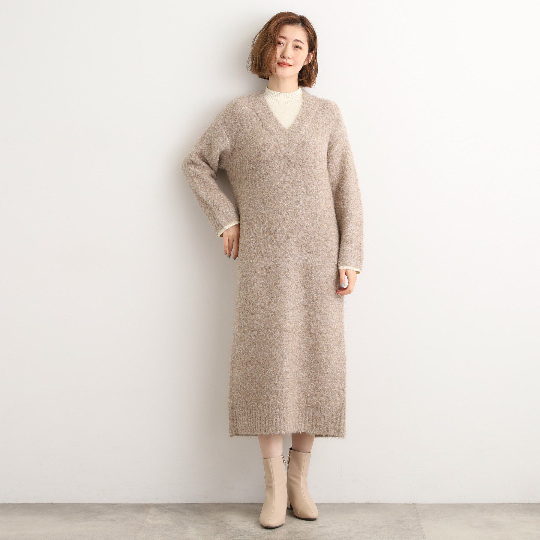 grove「一枚でレイヤードコーデ完成！ブークレーニットワンピース」|ワンピース|