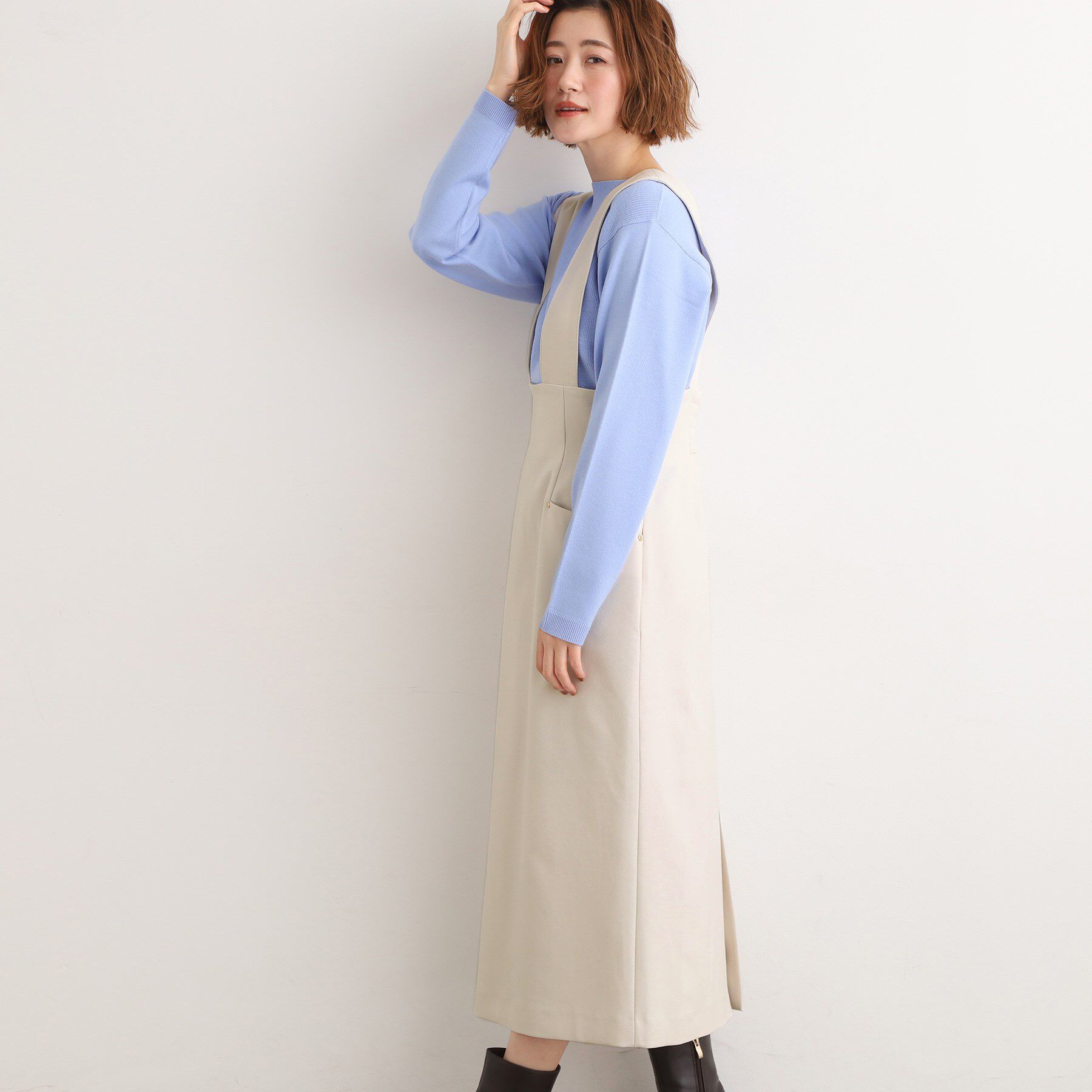 grove「【ウエストゴム】美シルエットなハイウエストサス付きスカート」|スカート|