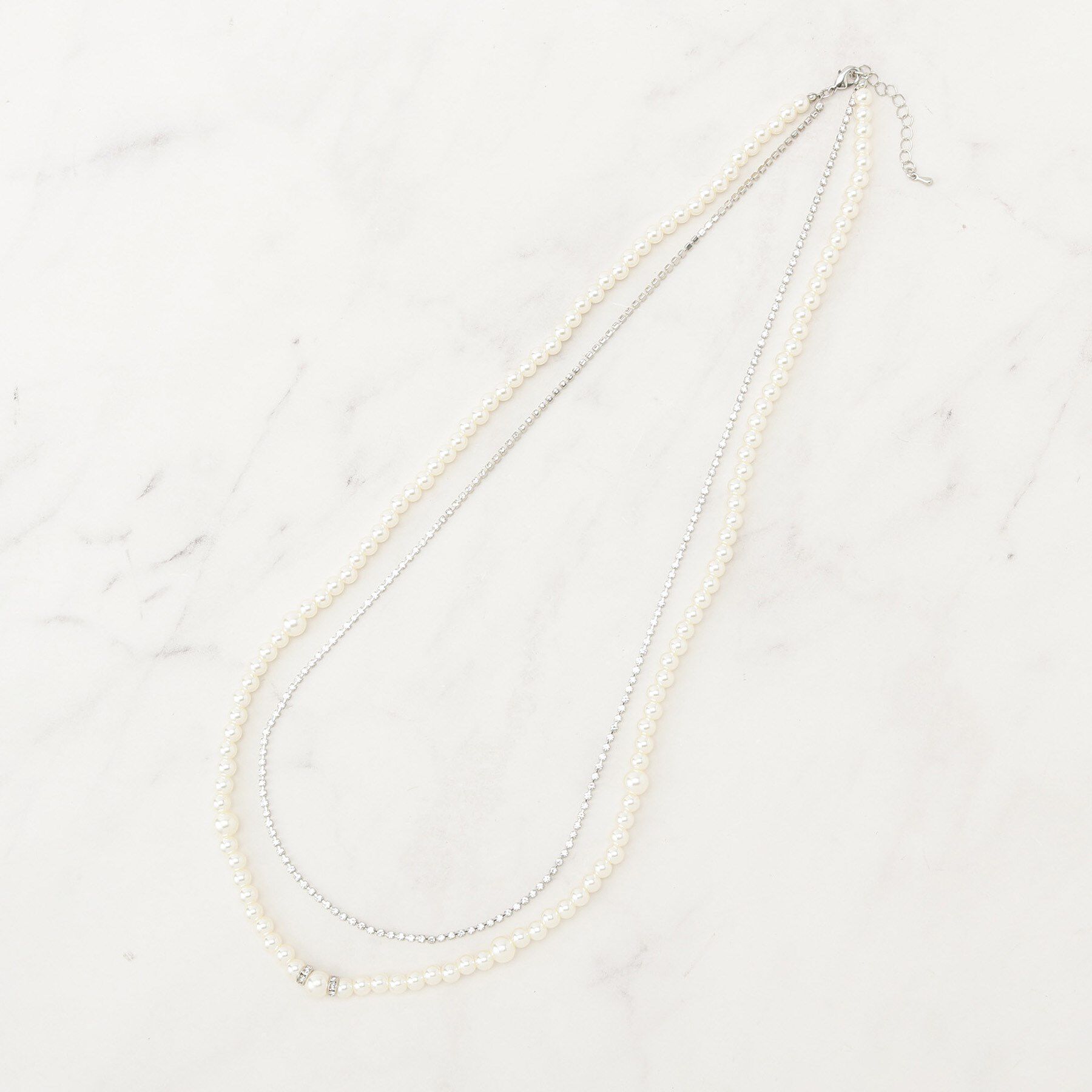 grove「パール調ダイヤレーン2連ネックレス」|ネックレス|