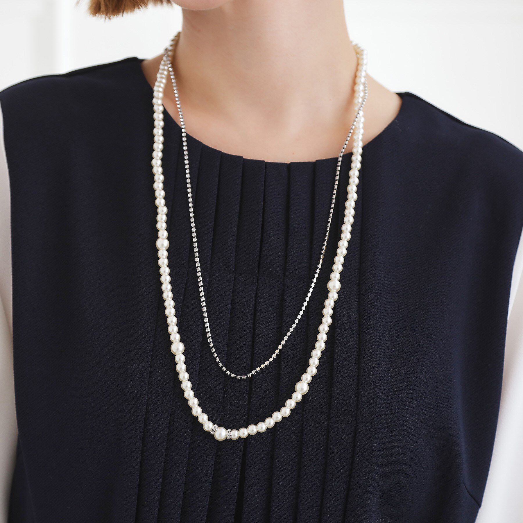 grove「パール調ダイヤレーン2連ネックレス」|ネックレス|