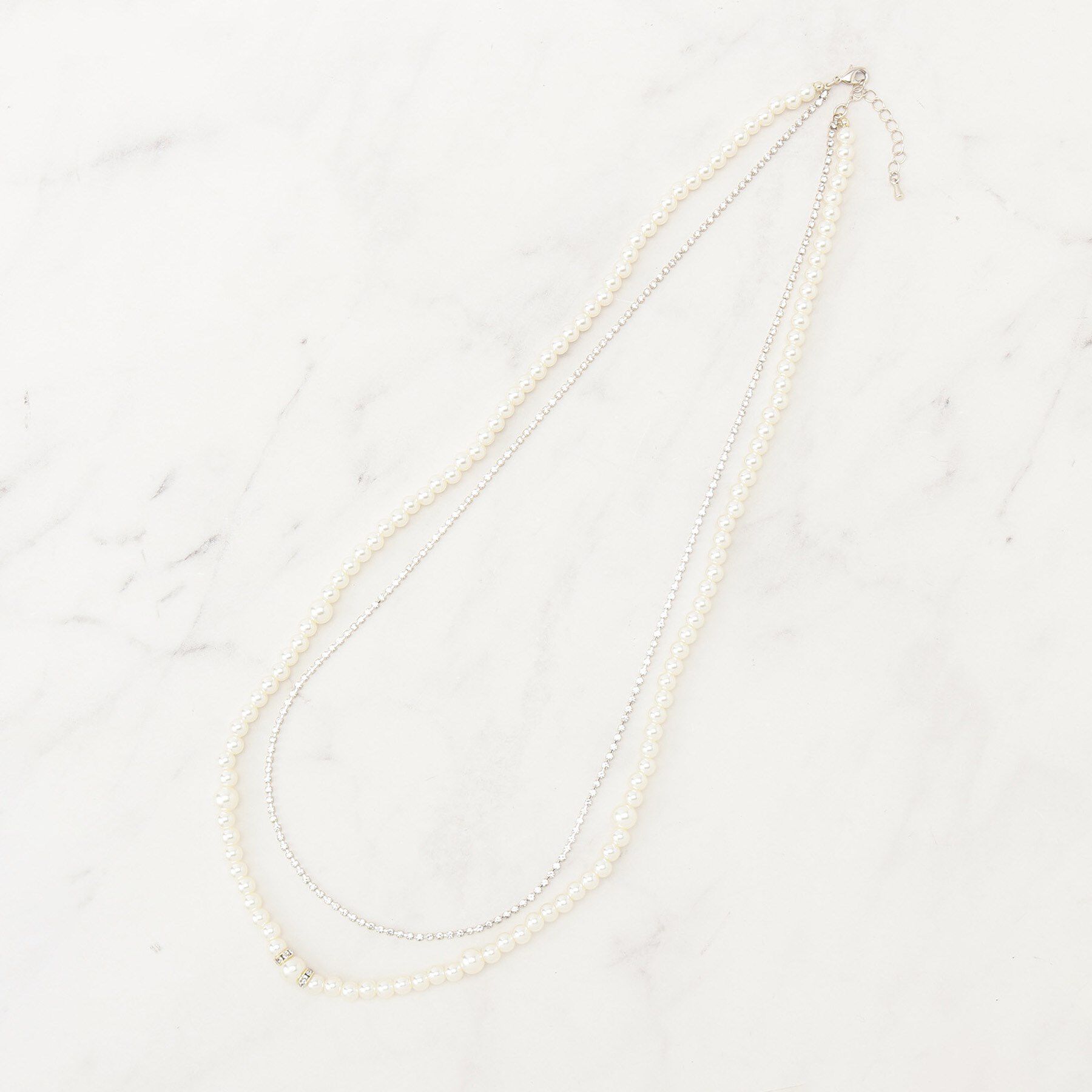 grove「パール調ダイヤレーン2連ネックレス」|ネックレス|ゴールド(007)